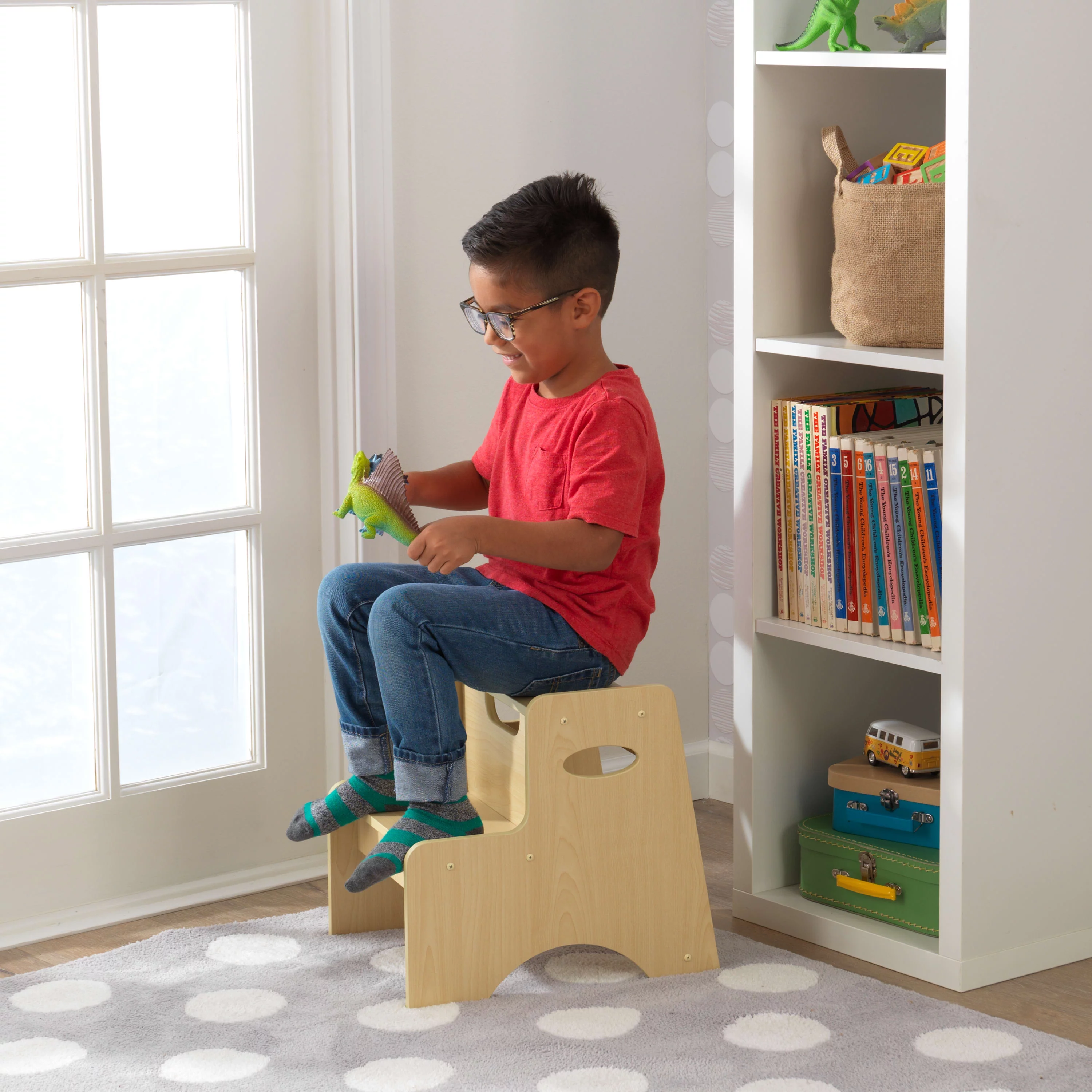 KidKraft Wooden Two-Step Children's Stool with Handles - Natural