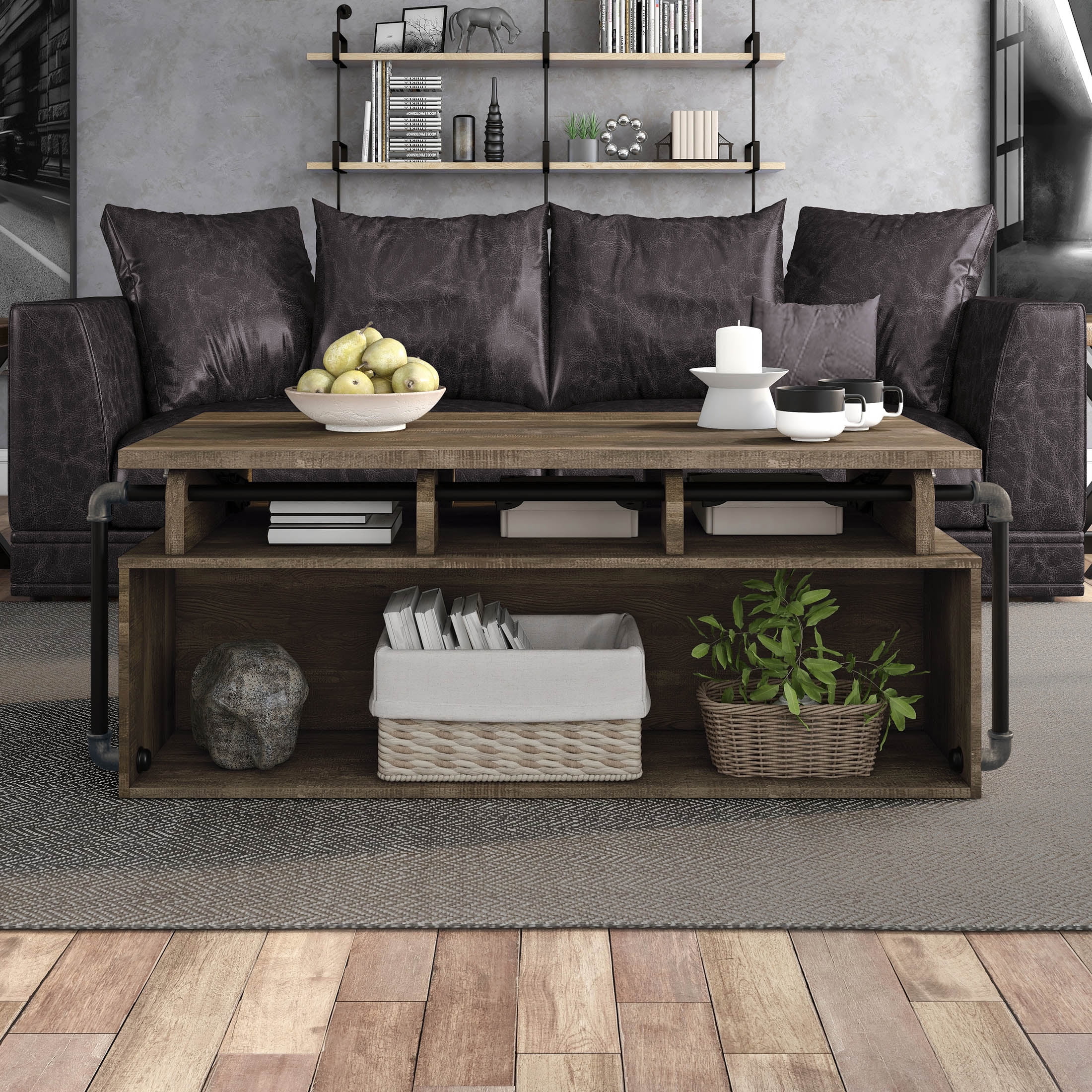 Furniture of America Junis Lift-top Coffee Table, Reclaimed Oak