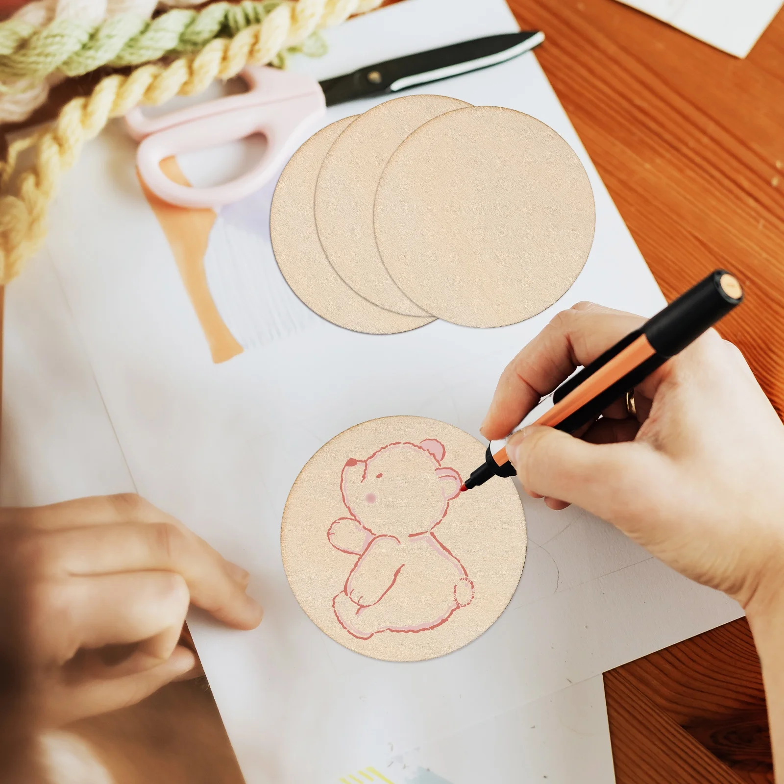 Qumonin 20 Pcs Wooden Circles Wooden Discs Wood Rounds For Crafts Natural Round Wood Slices For Centerpieces