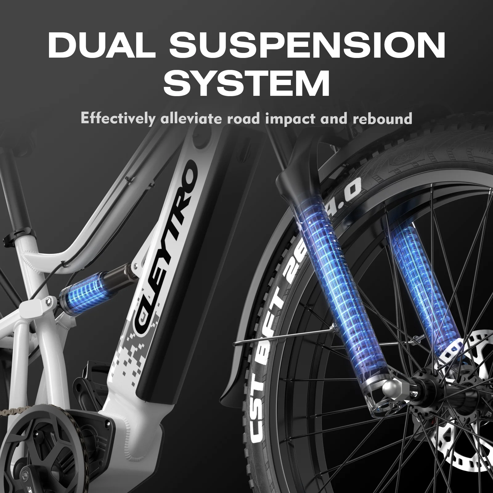 Adult Electric Bike 750W, 52V 19Ah Removable Lithium Battery, 26 Inch Fat Tire Snow Beach Mountain Electric Bike, Dual Hydraulic Disc Brakes, Dual Suspension, 7-Speed Electric Bike