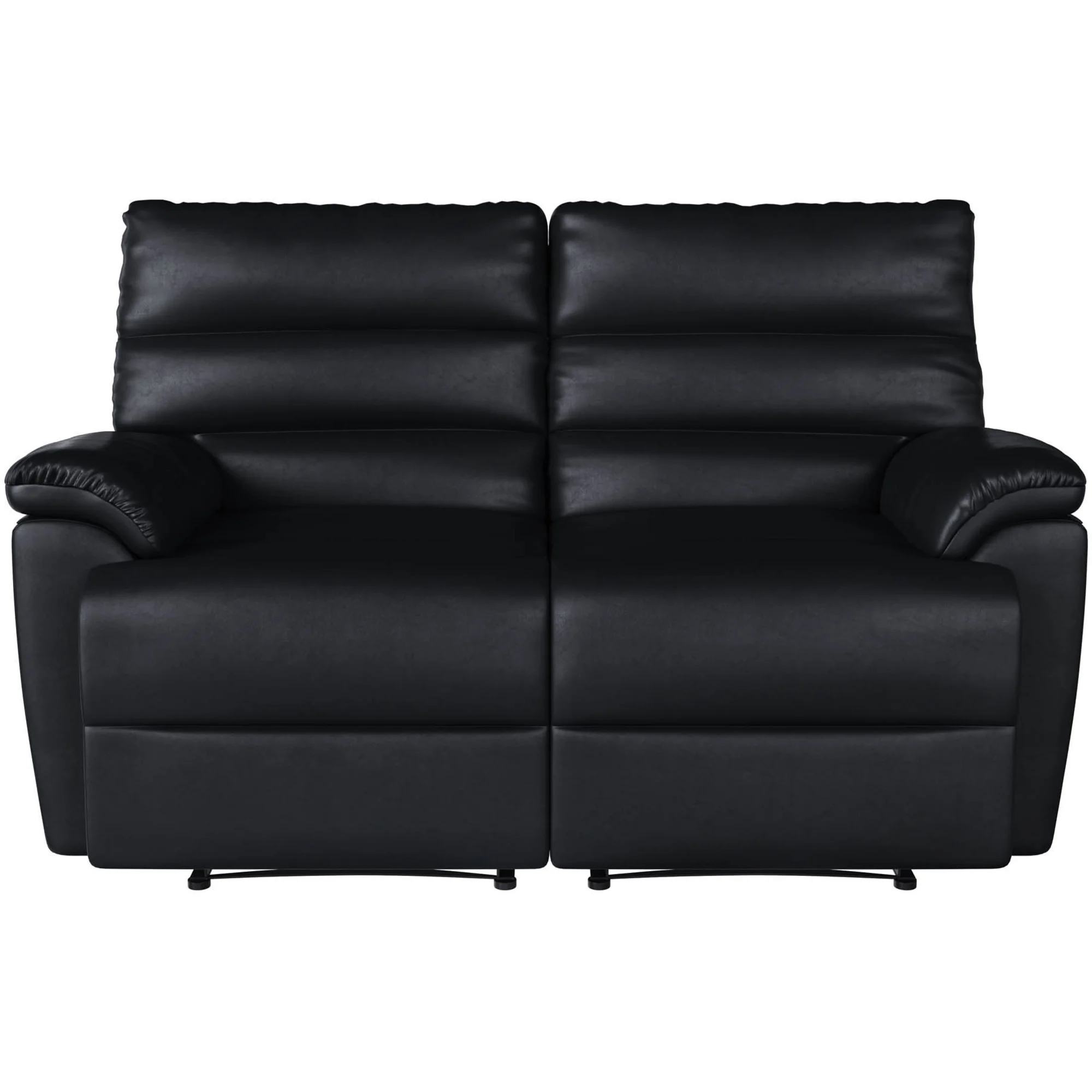 Relax A Lounger Boston Reclining Loveseat in Black Faux Leather Upholstery