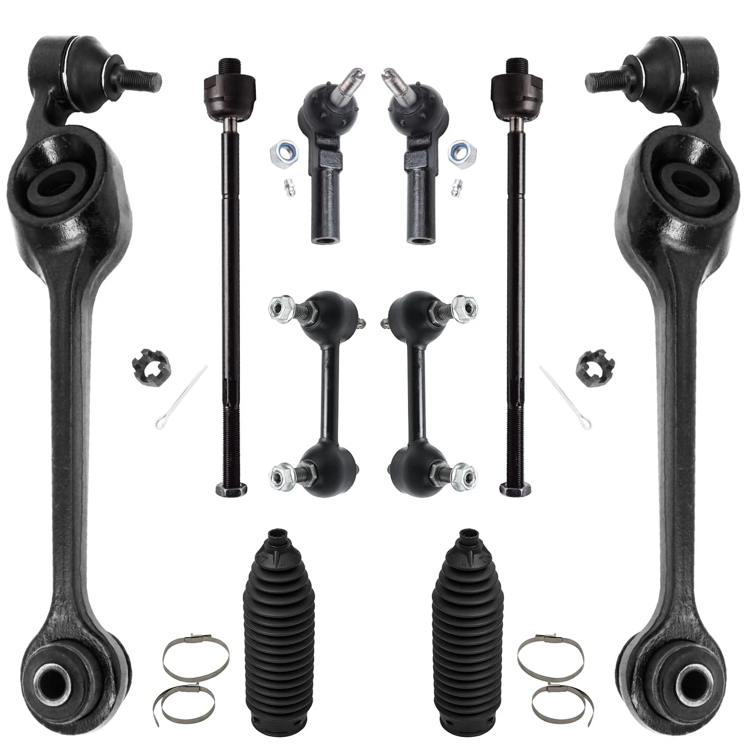 Detroit Axle - 10pc Front End Suspension Kit for Saturn SC SC1 SC2 SL SL1 SL2 SW1 SW2 2 Lower Control Arms w/Ball Joints 4 Tie Rods 2 Rear Sway Bars 2 Boots Replacement