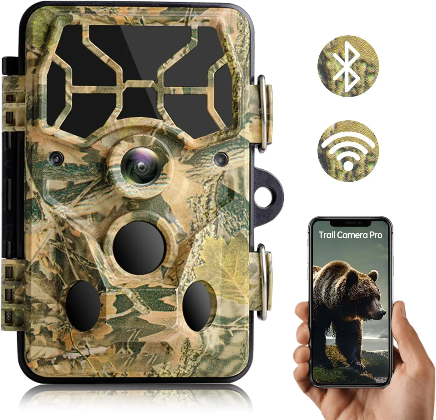 CAMPARK WiFi Trail Camera, 30MP 1296P Hunting Wildlife Camera with Night Vision, IP66 Waterproof 0.3s Fast Trigger Speed Game Camera, Trail Camera for Wildlife Hunting