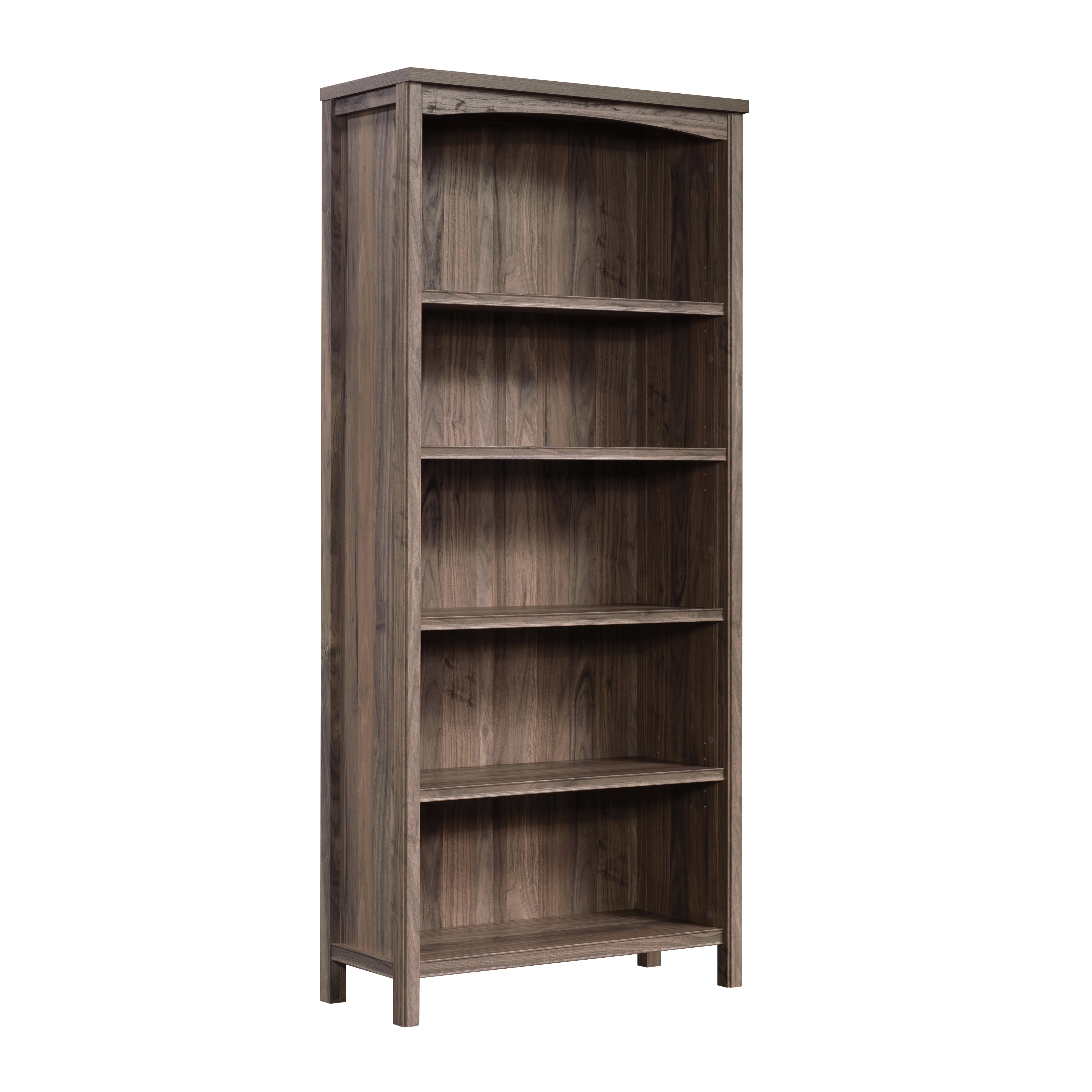 Worksense by Sauder Woodburn 5-Shelf Display Bookcase, Washed Walnut Finish
