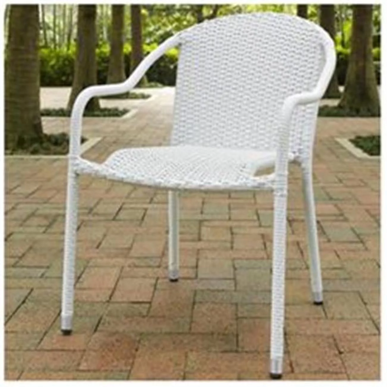 Palm Harbor Outdoor Wicker Stackable Chairs, White - Set of 4