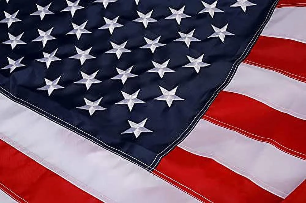 American Flag 3x5 Outdoor, Deluxe Heavy Duty Nylon US Flags, Sewn Stripes, Embroidered Stars, Brass Grommets