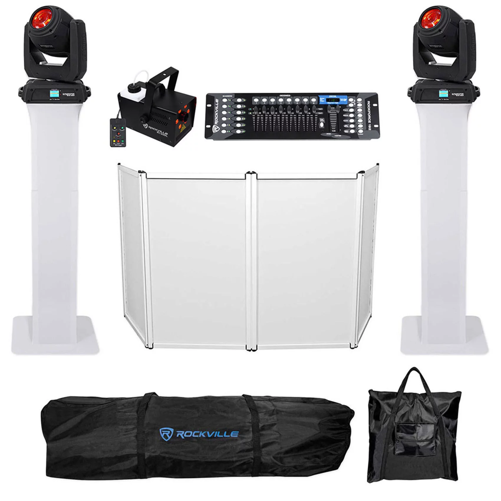 (2) Chauvet DJ Intimidator Beam 140SR Moving Heads+Totems+Facade+Fogger w/LED's