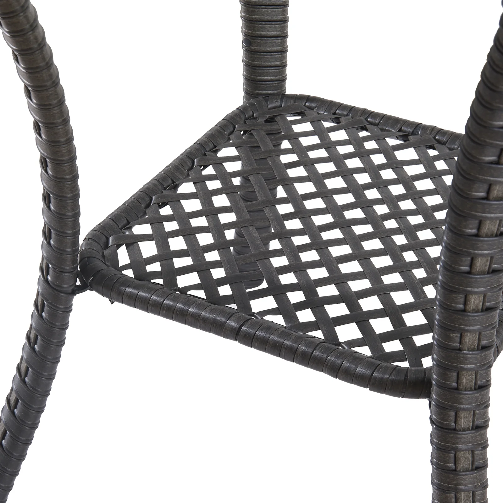 POCASSY Wicker Rattan Side Table With Built-In Glass