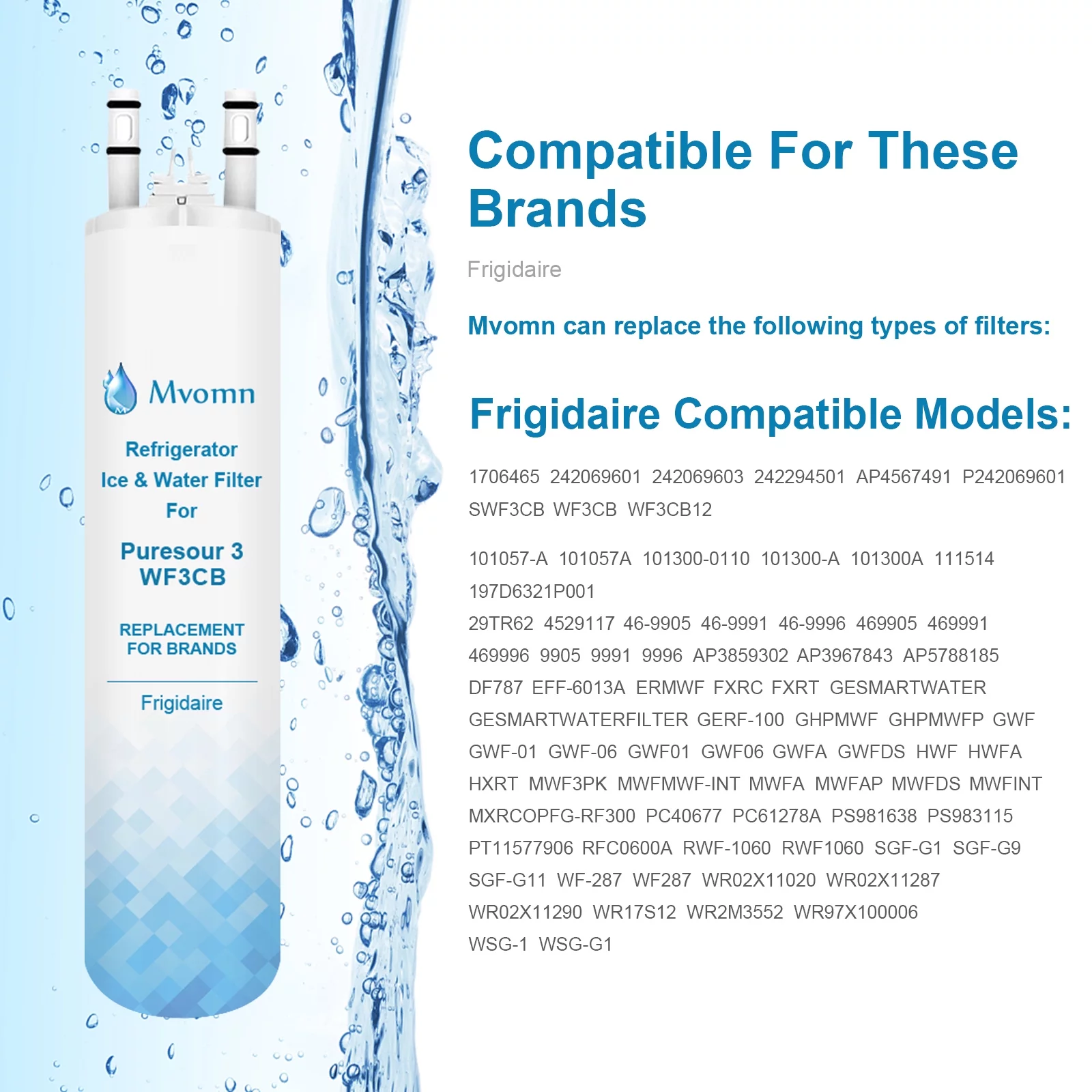 1Pack Movmn Brand Water and Ice Filters compatible with Frigidaire® WF3CB ZWFE2-RF300