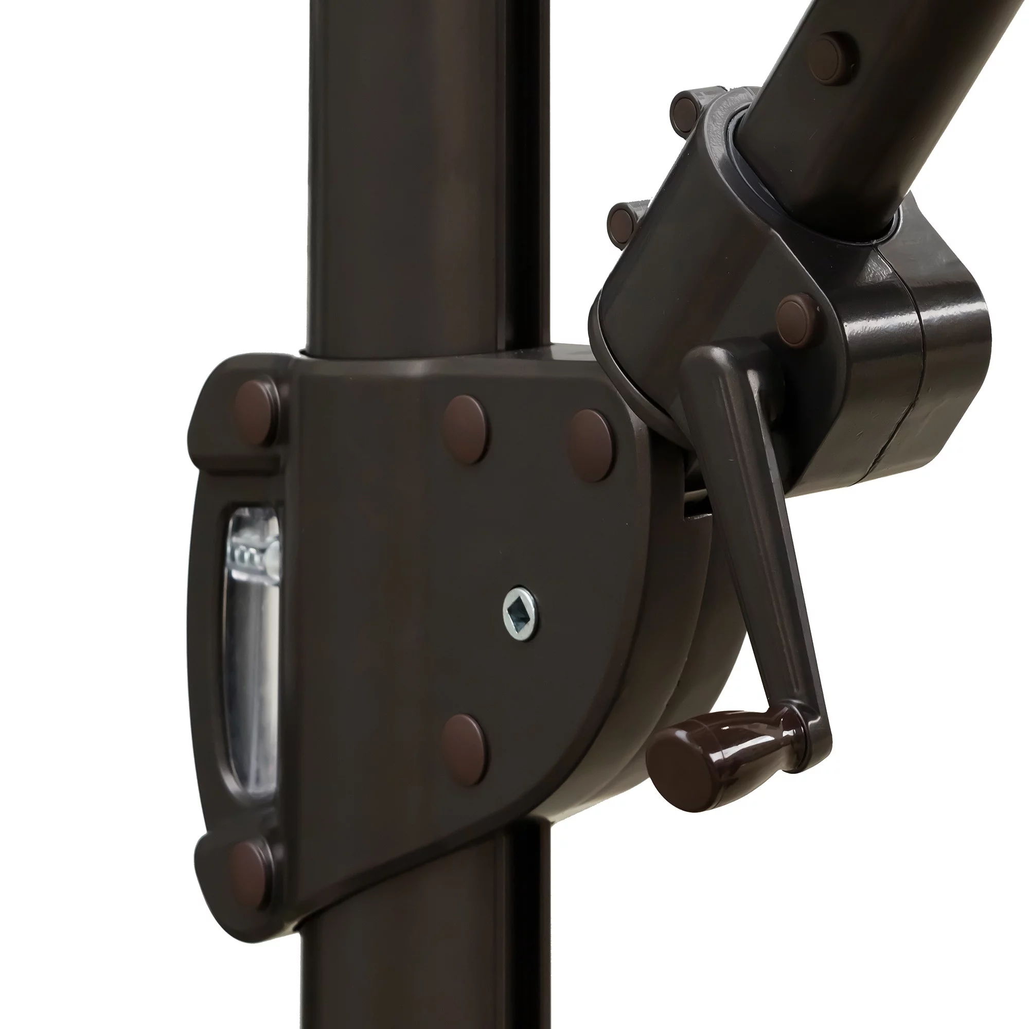 HomeRoots 485659 10 ft. Polyester Square Tilt Cantilever Patio Umbrella with Stand, Dark Gray