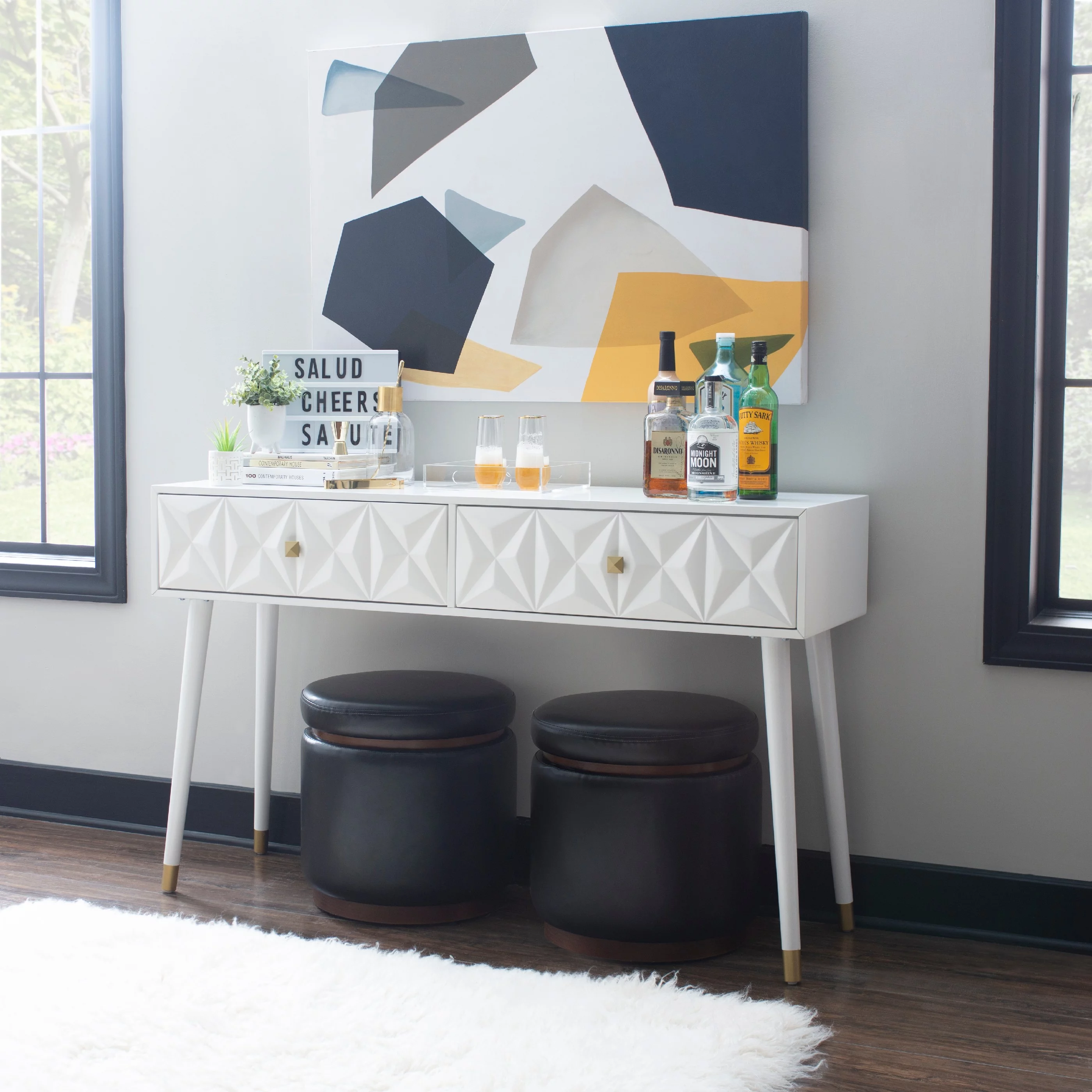 Linon Gemma 2-Drawer Console Table, White