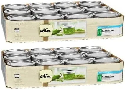 Kerr Wide Mouth Half-Pint Glass Mason Jars with Lids and Bands, 8 oz, 12 Count (Pack of 2)