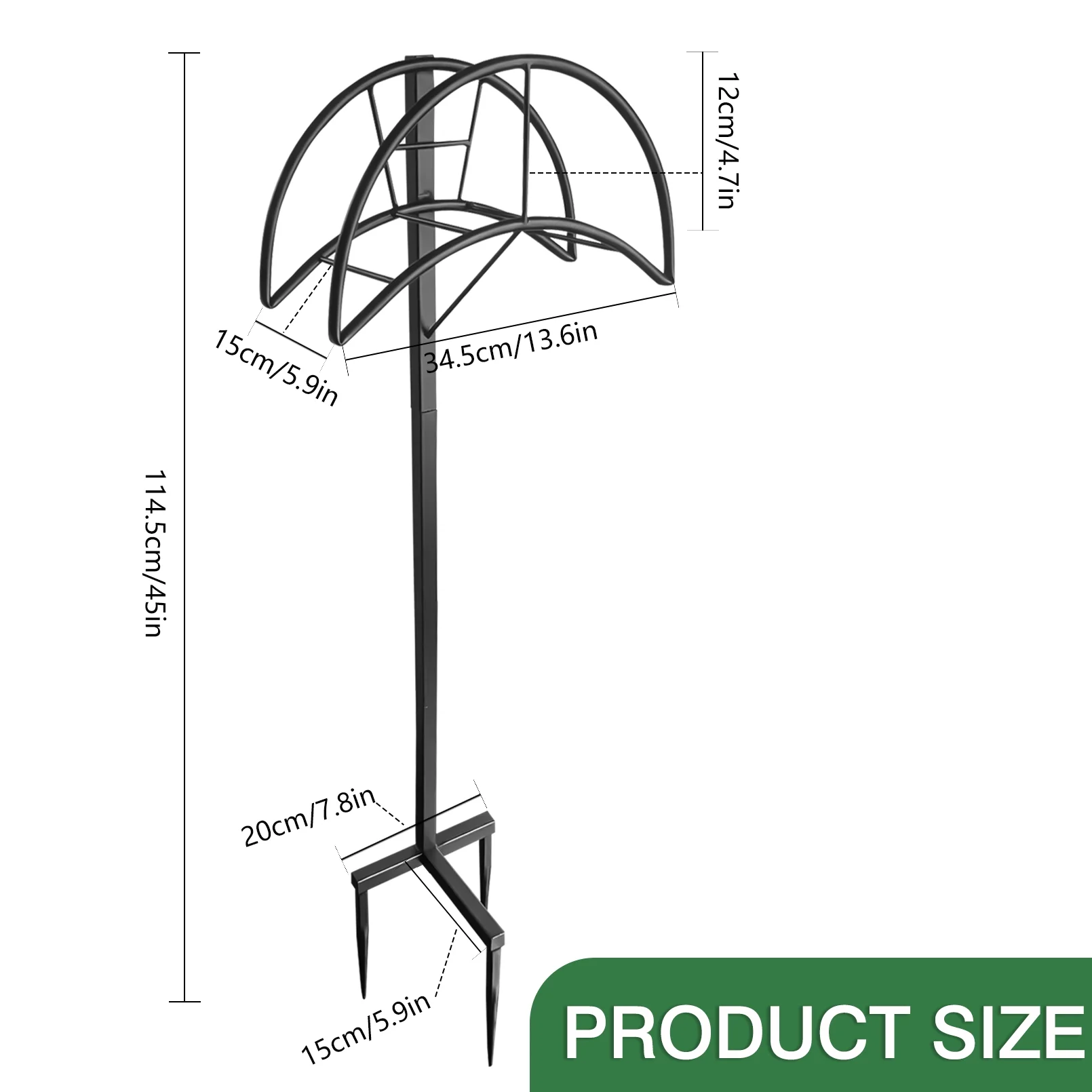 Garden Hose Holder Detachable Metal Water Hose Holder Hose Hanger Heavy Duty Free Standing Hose Storage Stand for Outside Yard, Black