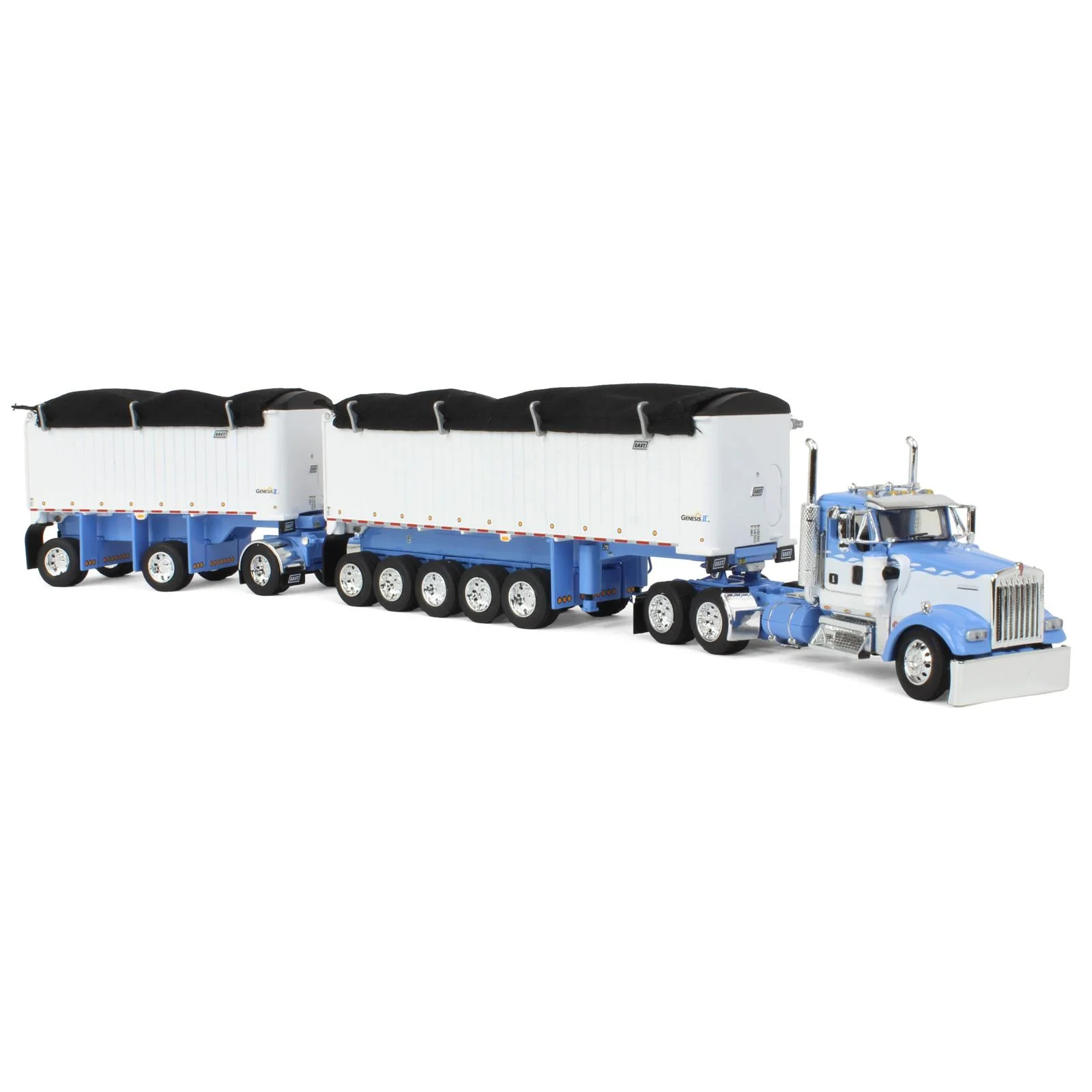 1/64 Wisteria/White Kenworth W900L w/ 31ft & 20ft End Dump Trailers, DCP by First Gear, 60-1633