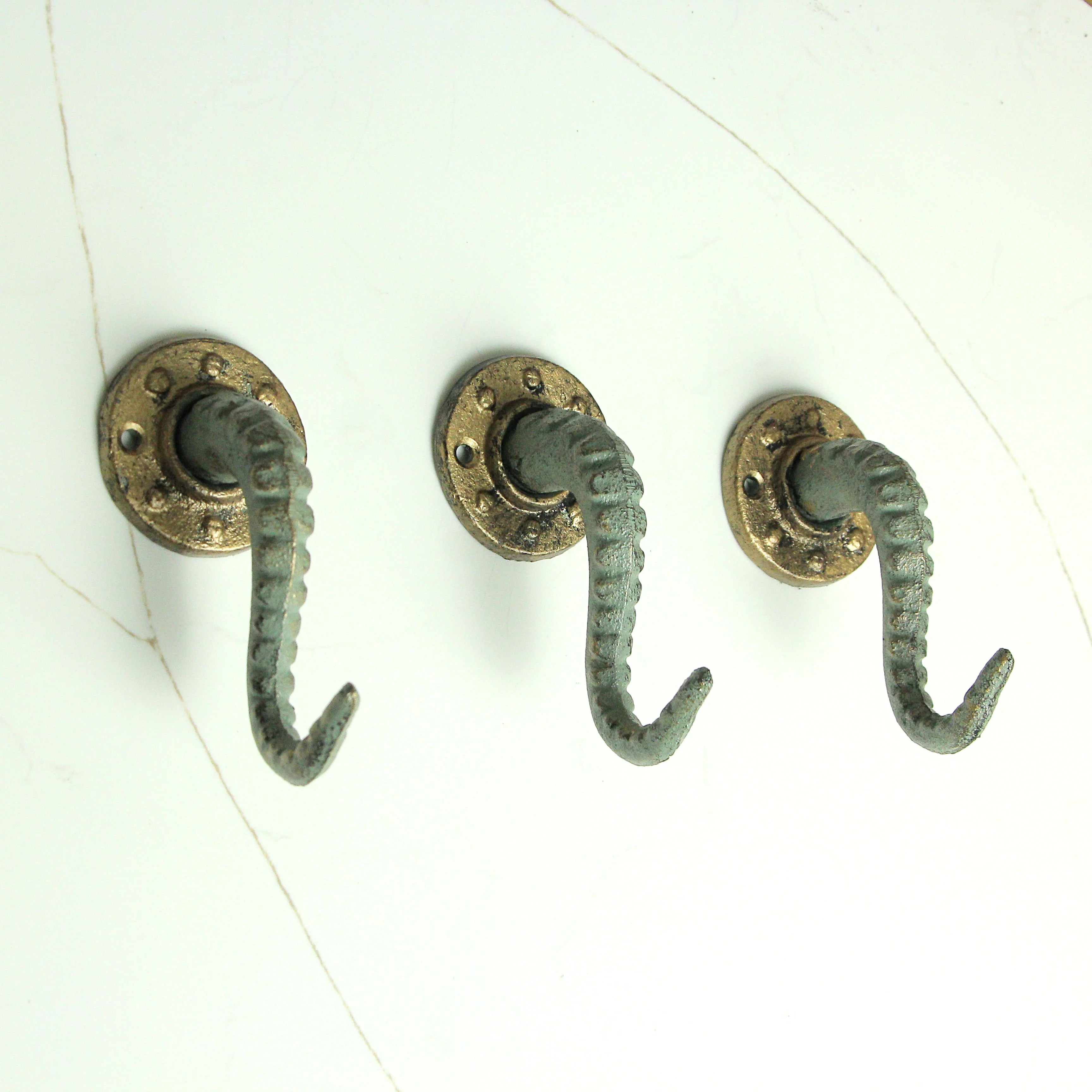 Zeckos Bronze Cast Iron Octopus Tentacle Wall Hook (Set of 3)