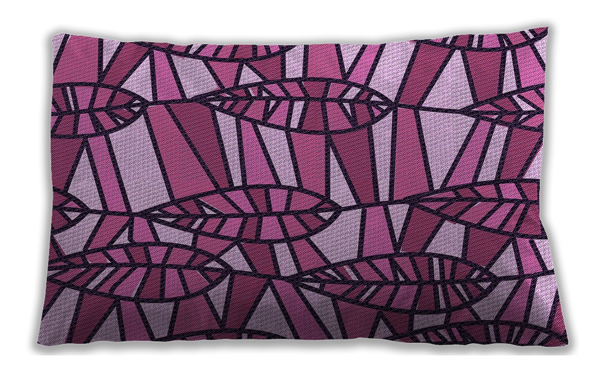 Ahgly Company Patterned Outdoor Rectangular Deep Mauve Purple Lumbar Throw Pillow, 13 inch by 19 inch