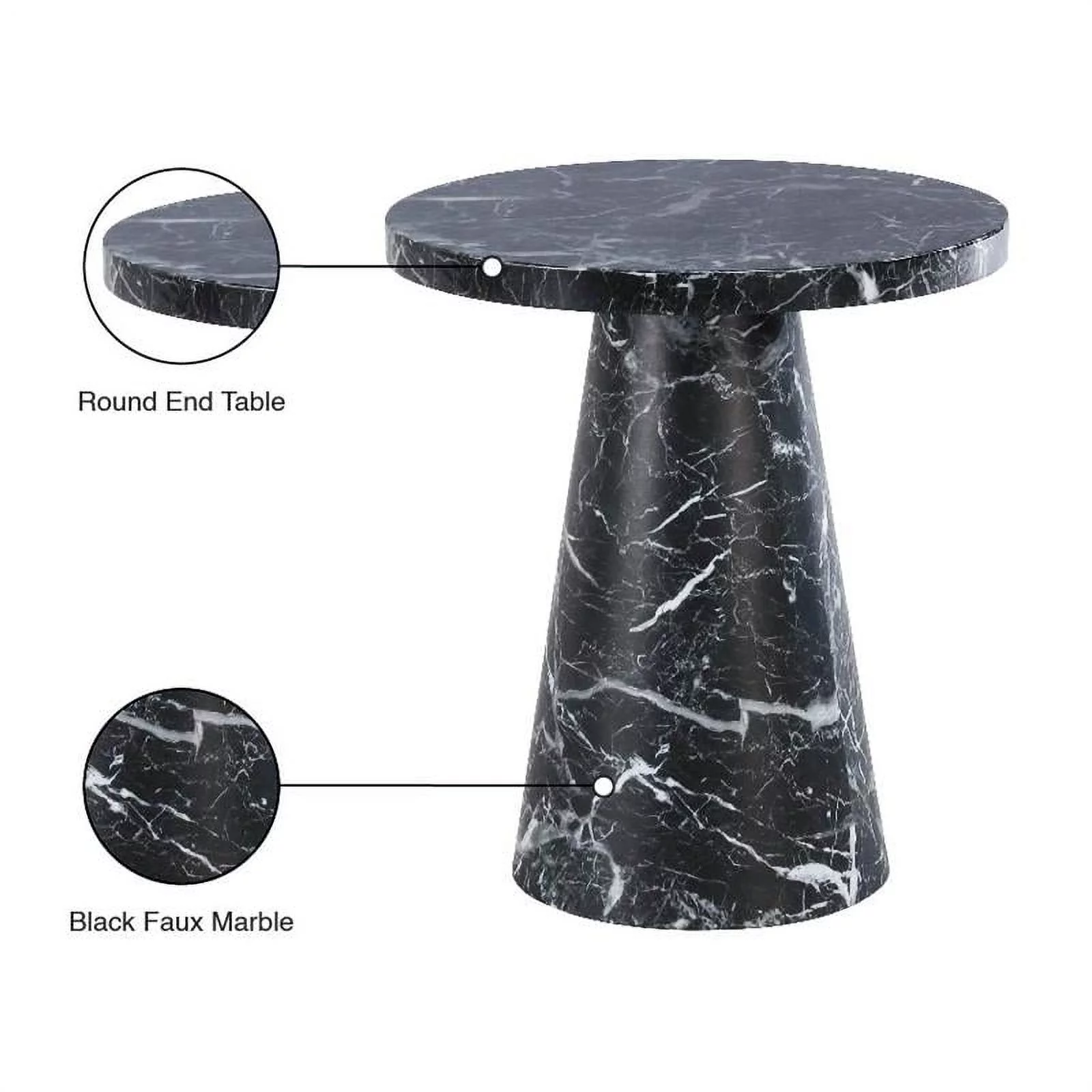 Meridian Furniture Omni Black Faux Marble 20