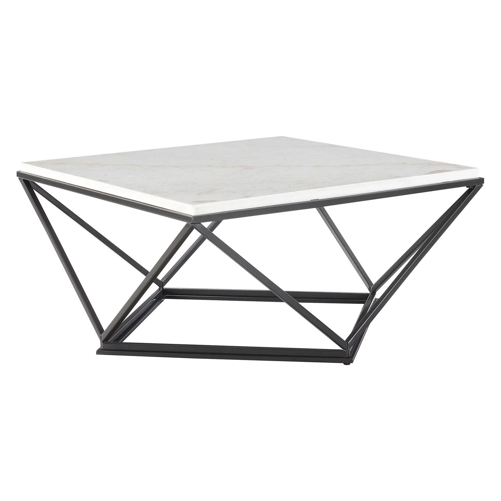 Picket House Furnishings Conner Square Marble Top Coffee Table in White/Black