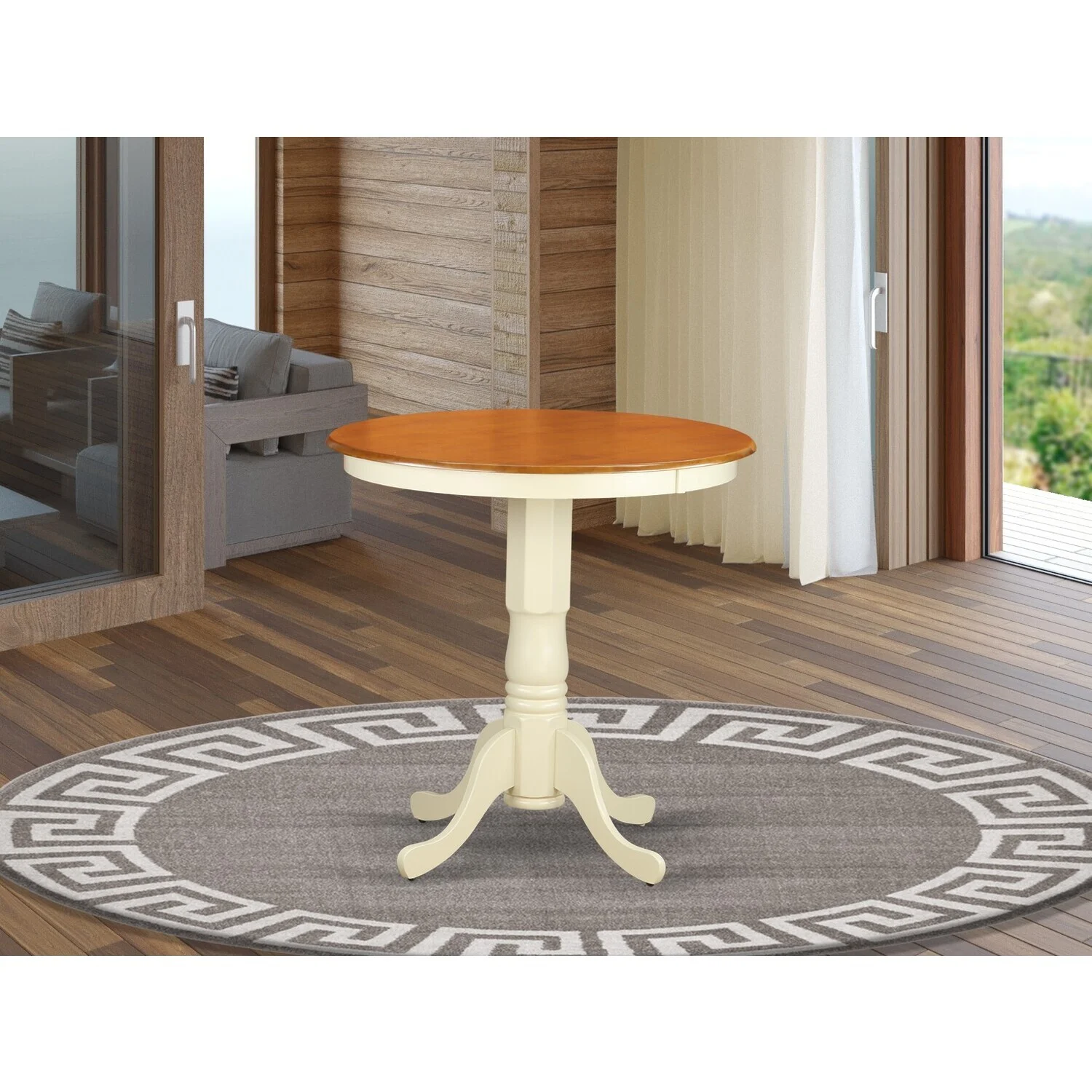 HomeStock Handcrafted Haven Round Counter Height Table Finished In Linen White