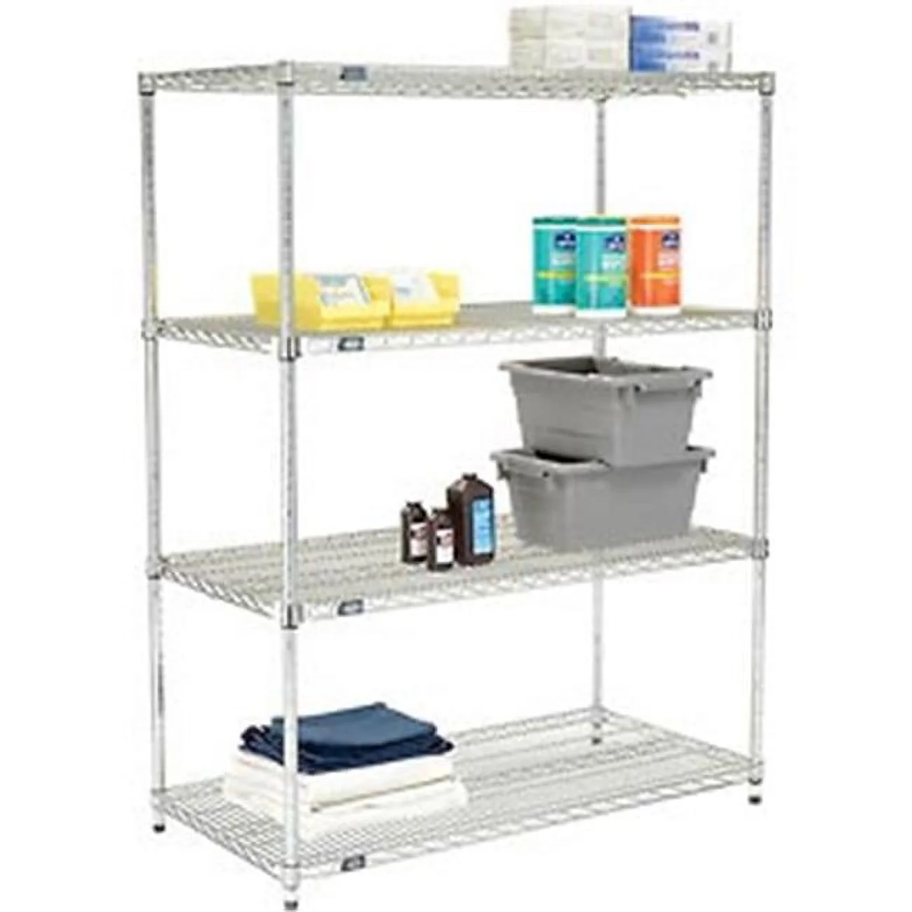 Nexel 24486AZ Poly-Z-Brite Quick Adjust Wire Shelving, Clear Epoxy - 48 x 24 x 63 in.