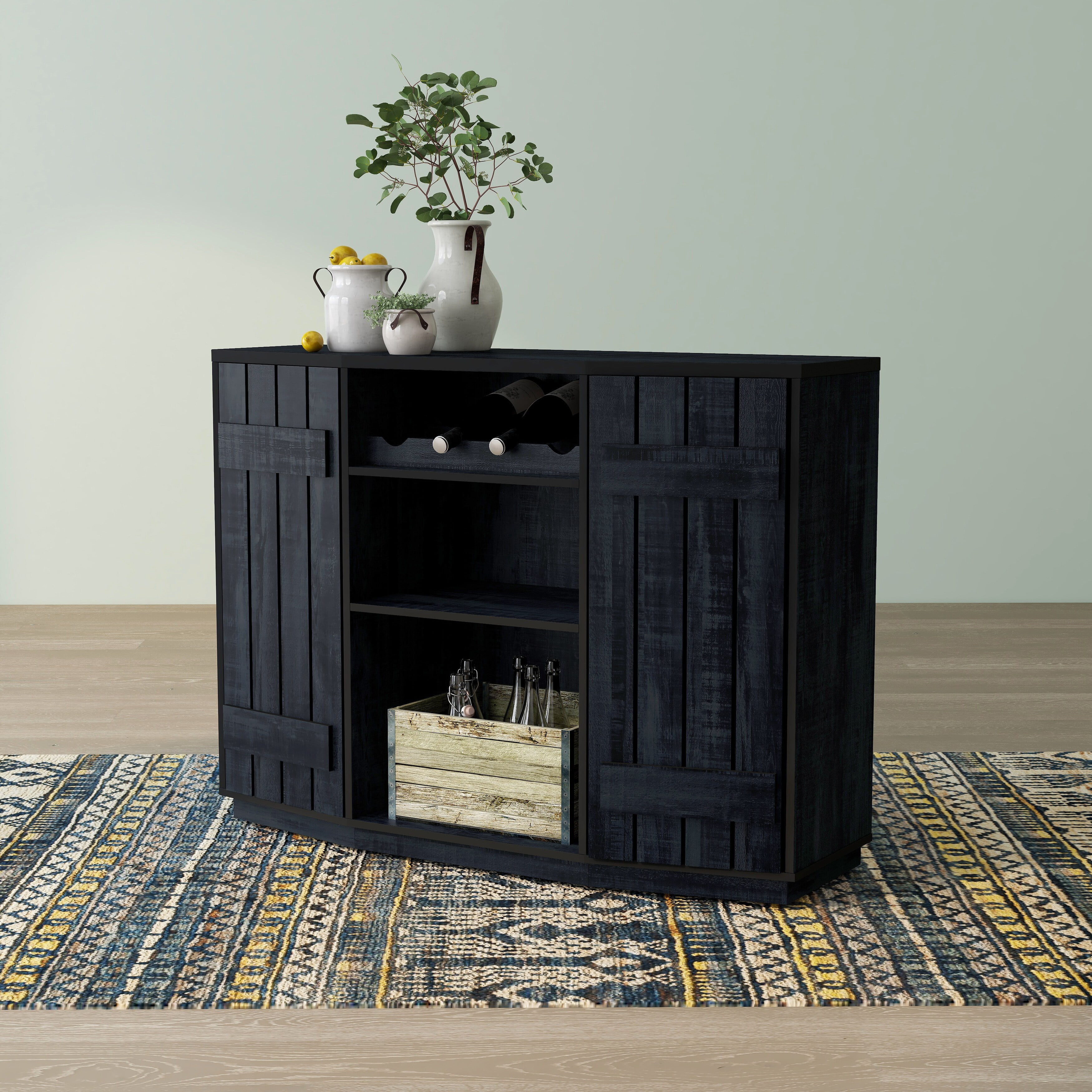 Denhour DH BASIC Rustic Navy Blue 4-bottle Buffet Cabinet (47-inch) by