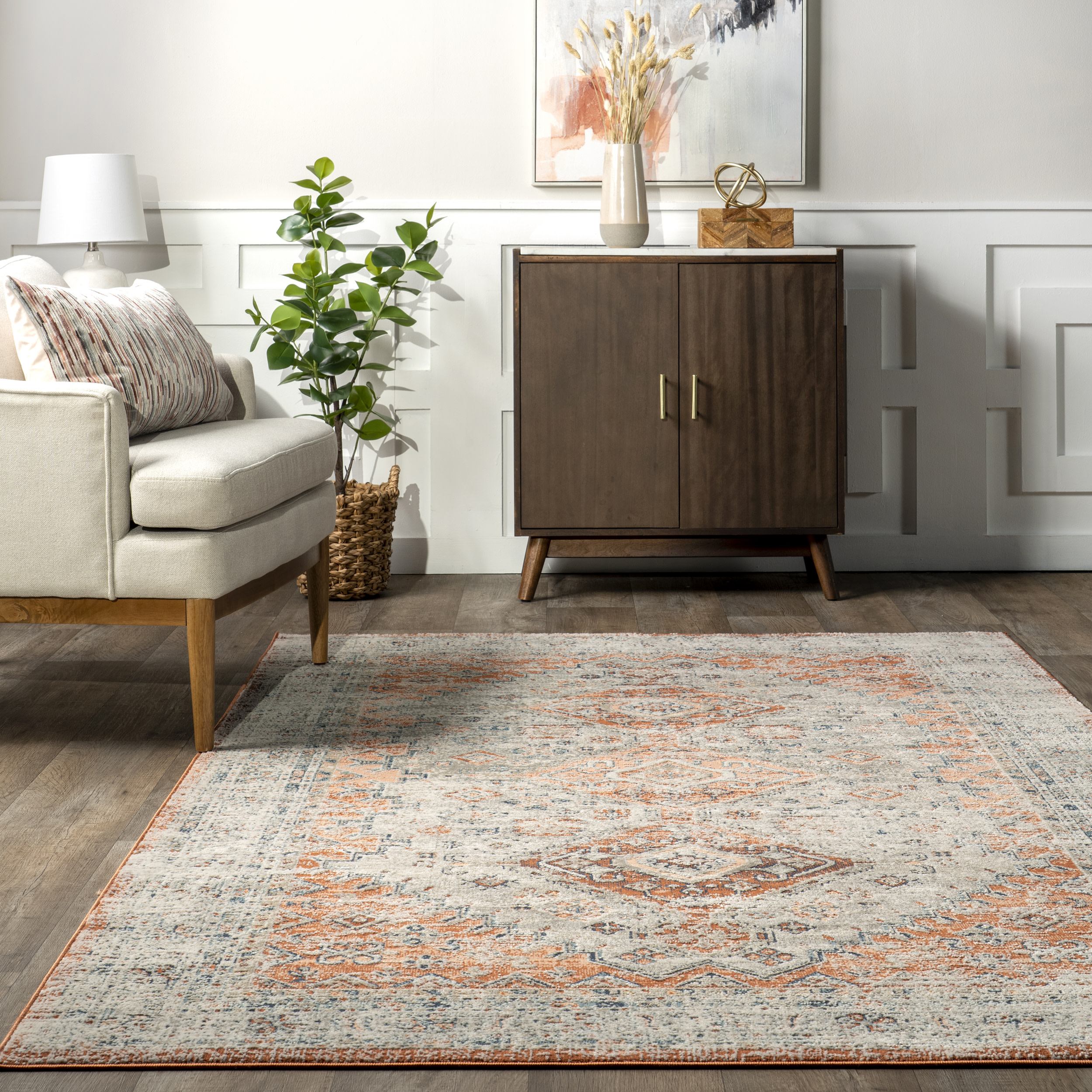 nuLOOM Gavina Faded Persian Area Rug, 5' x 8', Beige