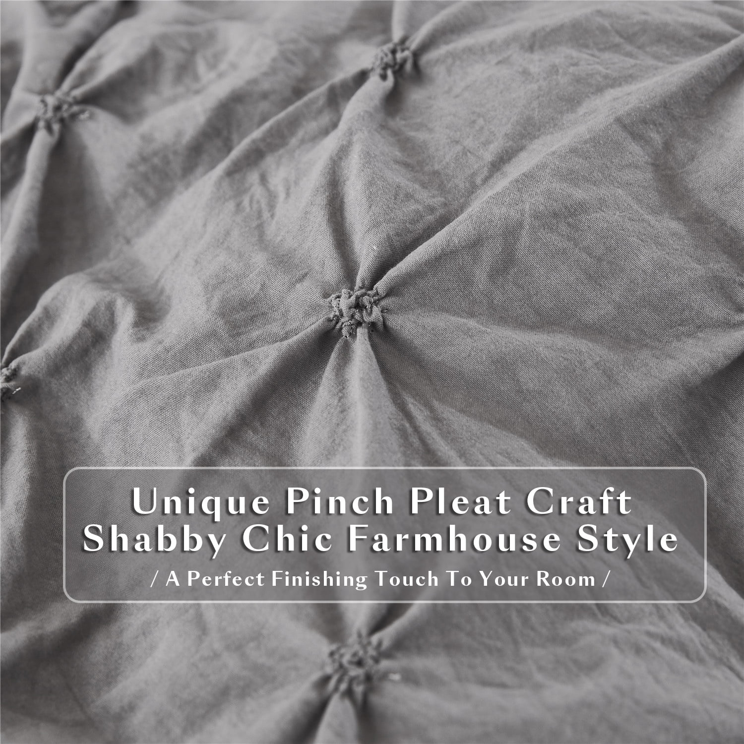 HIG 3 Piece Pinch Pleated Gray Comforter Set, Queen