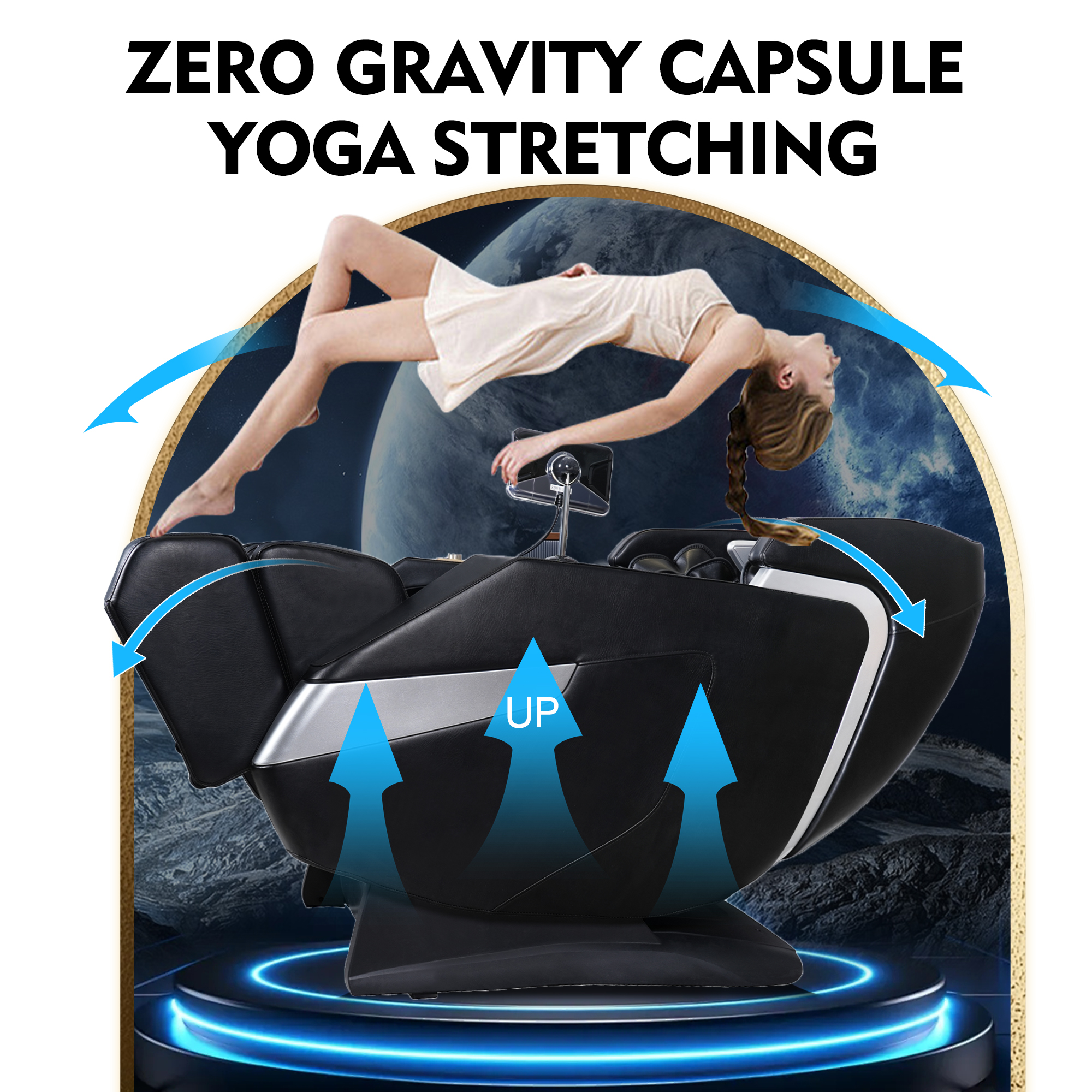 KOLLECKTIV Massage Chair Full Body Zero Gravity 4D SL Track Yoga Stretching, AI Voice, Black