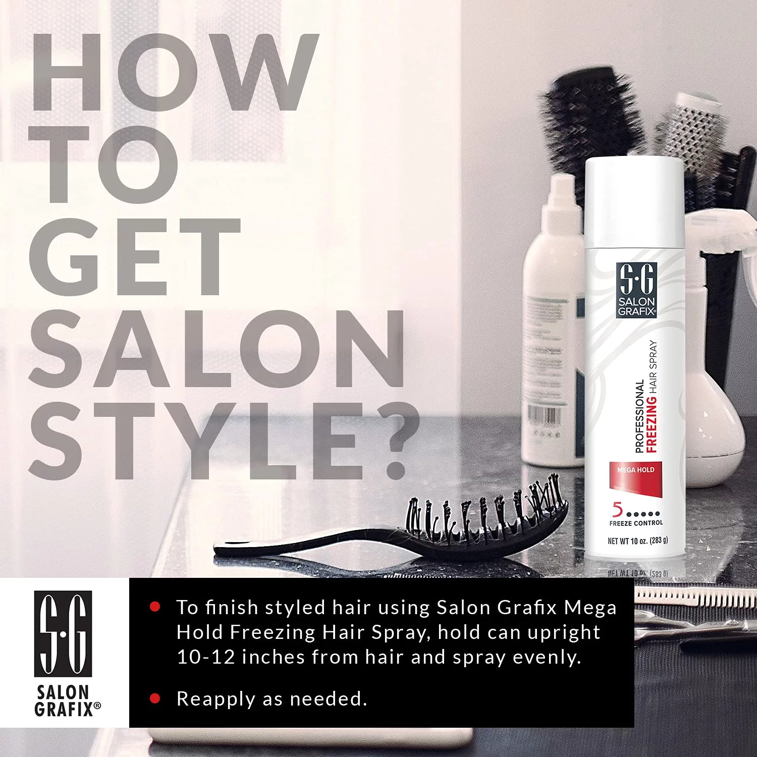 Salon Grafix Freezing Hair Spray Mega Hold 10 oz (Pack of 6)