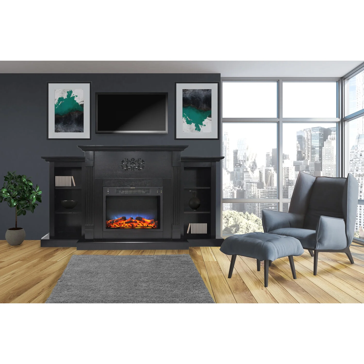 Cambridge Sanoma Electric Fireplace Heater with 72