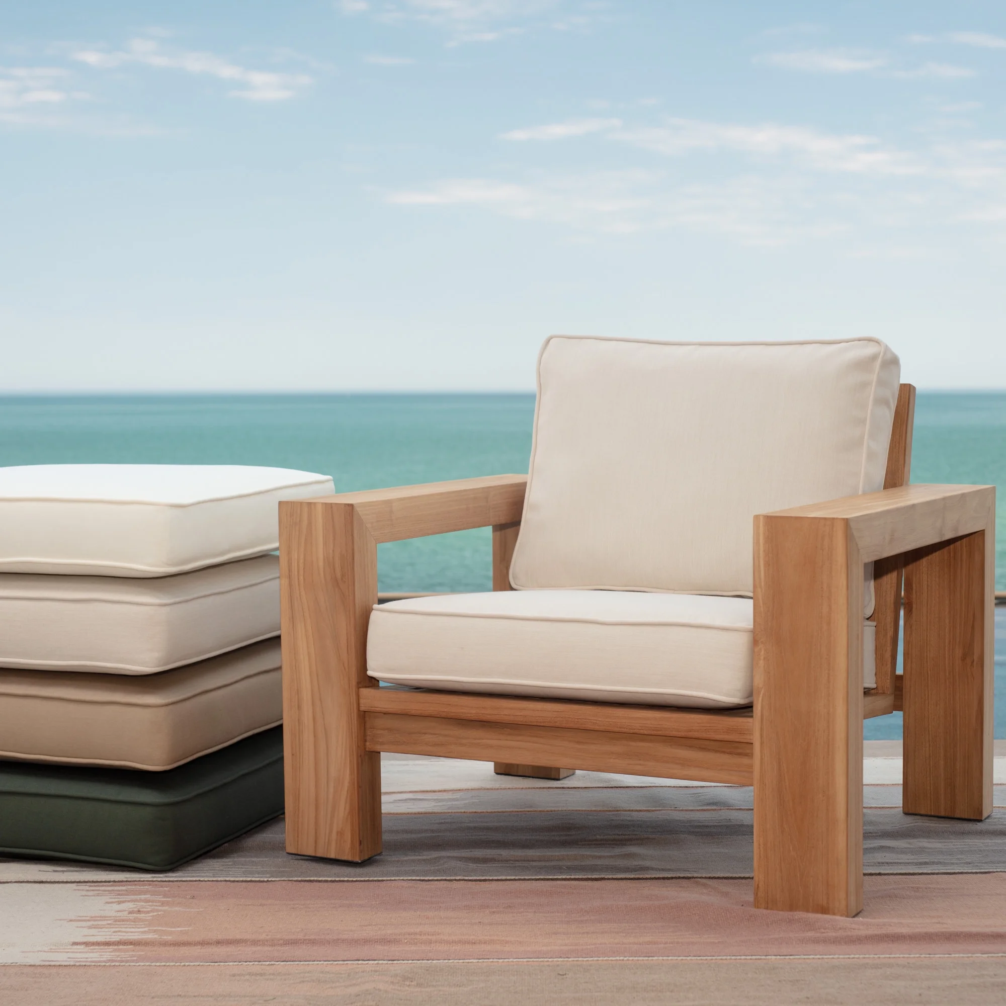 Arden Selections Oasis 26 x 24 in. Firm Deep Seat Cushion Set - Cream