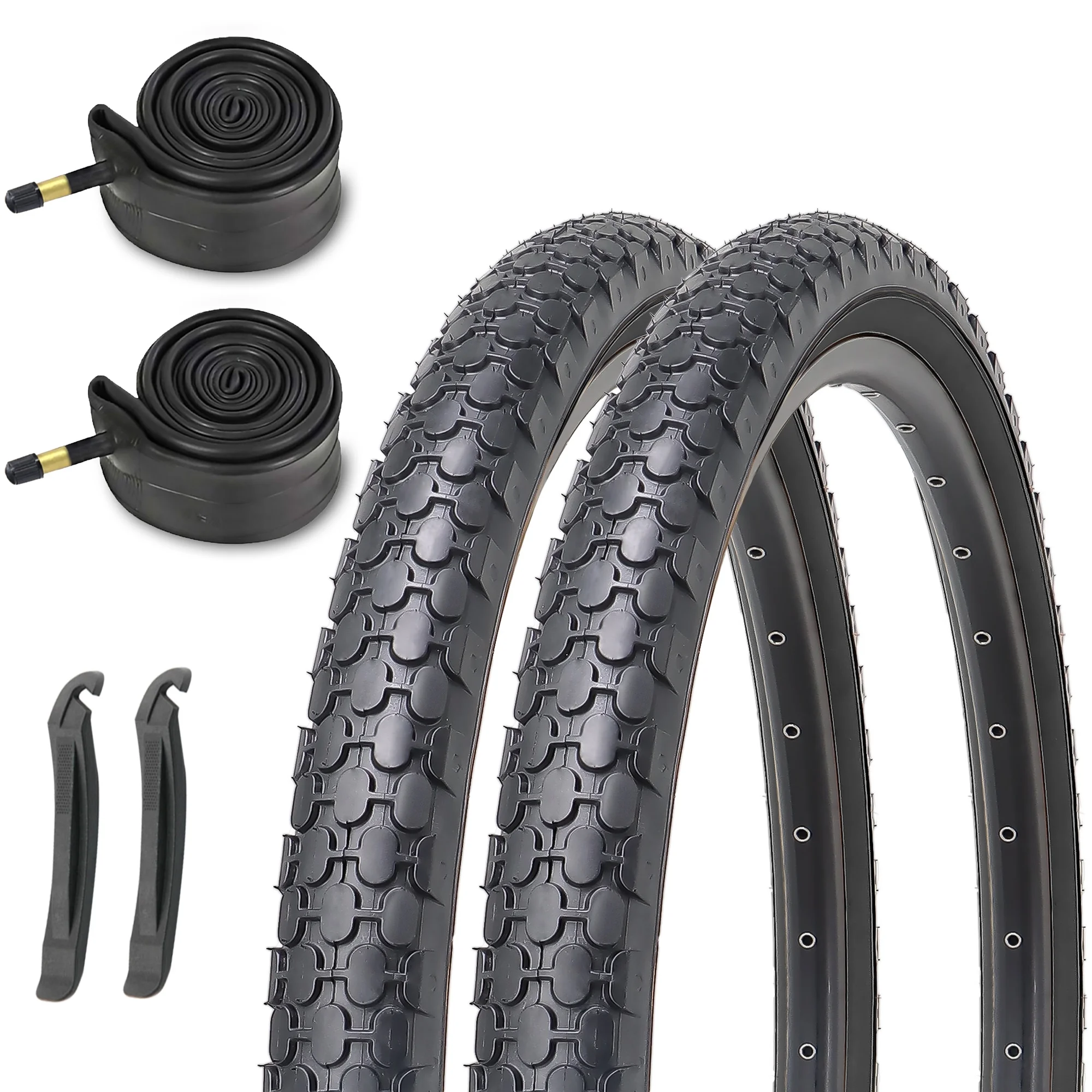 MOHEGIA Beach Cruiser Bike Tires Replacement Kit with 26 x 2.125 Inch Folding Bicycle Tires,Inner Tubes and Tire Levers (2 Packs)