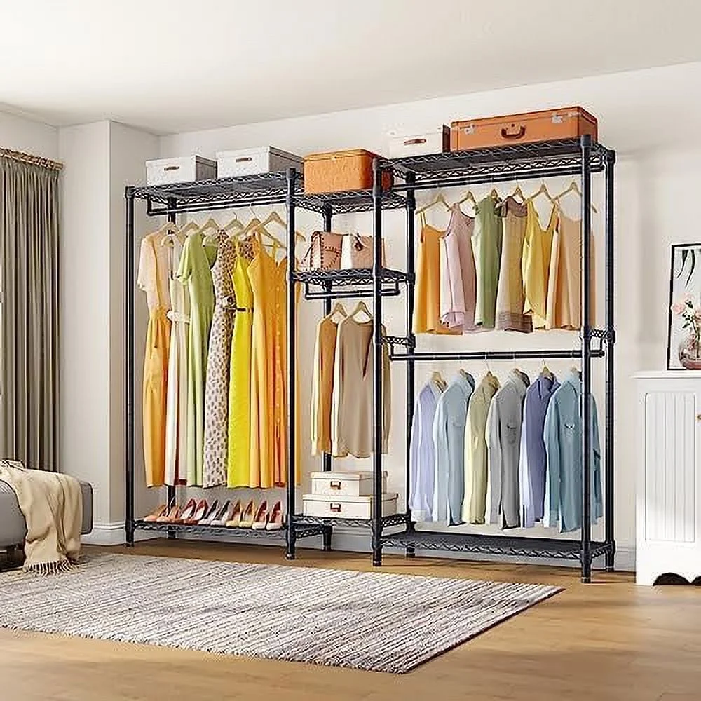 CHJGTY V6 Wire Garment Rack 5 Tiers Heavy Duty  for Hanging Clothes  Wardrobe Rack Compact Large Metal Clothing Rack Freestanding Closet  Rack  Max Load 780LBS  White