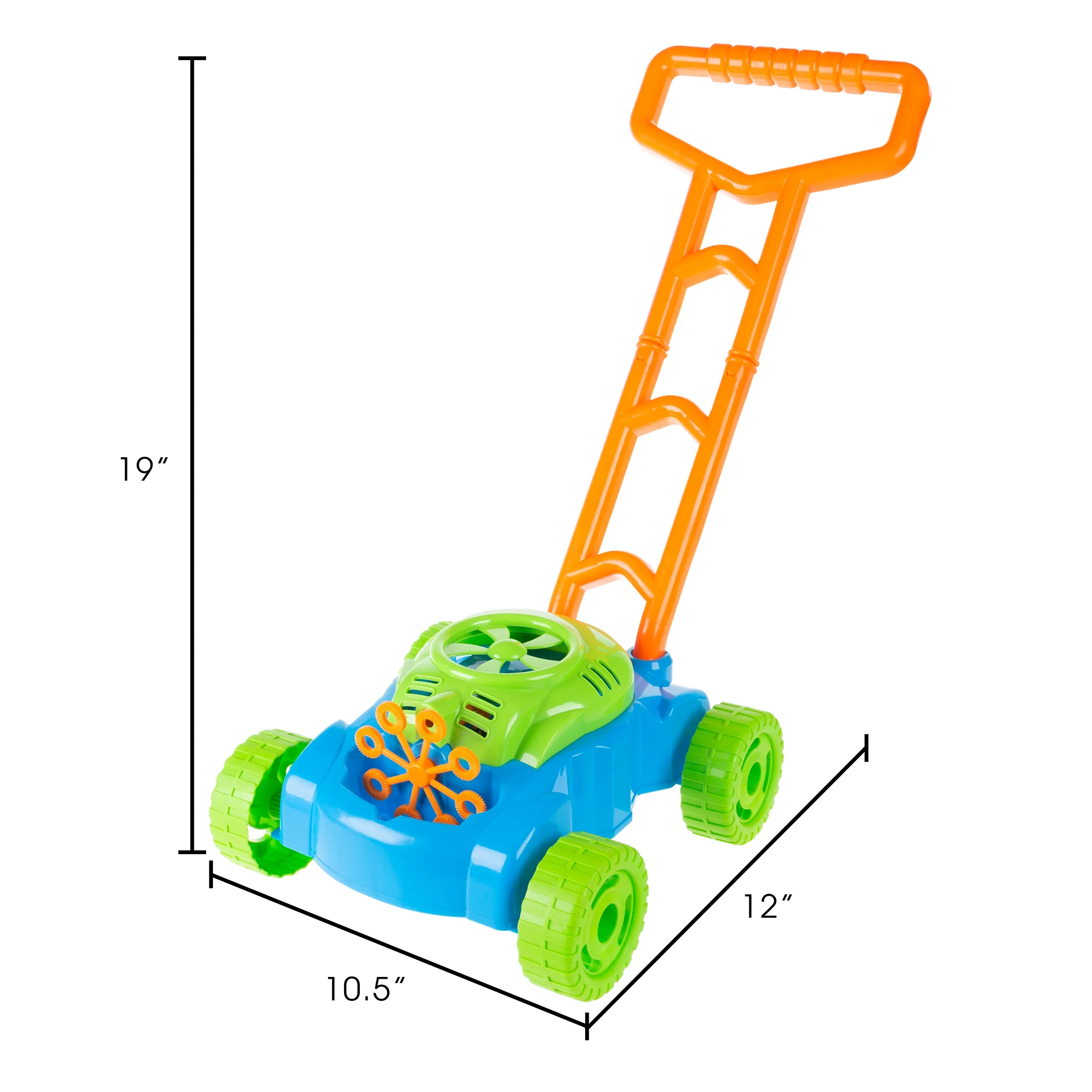 Bubble Lawn Mower- Toy Push Lawnmower Bubble Blower Machine, Walk Behind Outdoor Activity for Toddlers, Boys and Girls by Hey! Play!