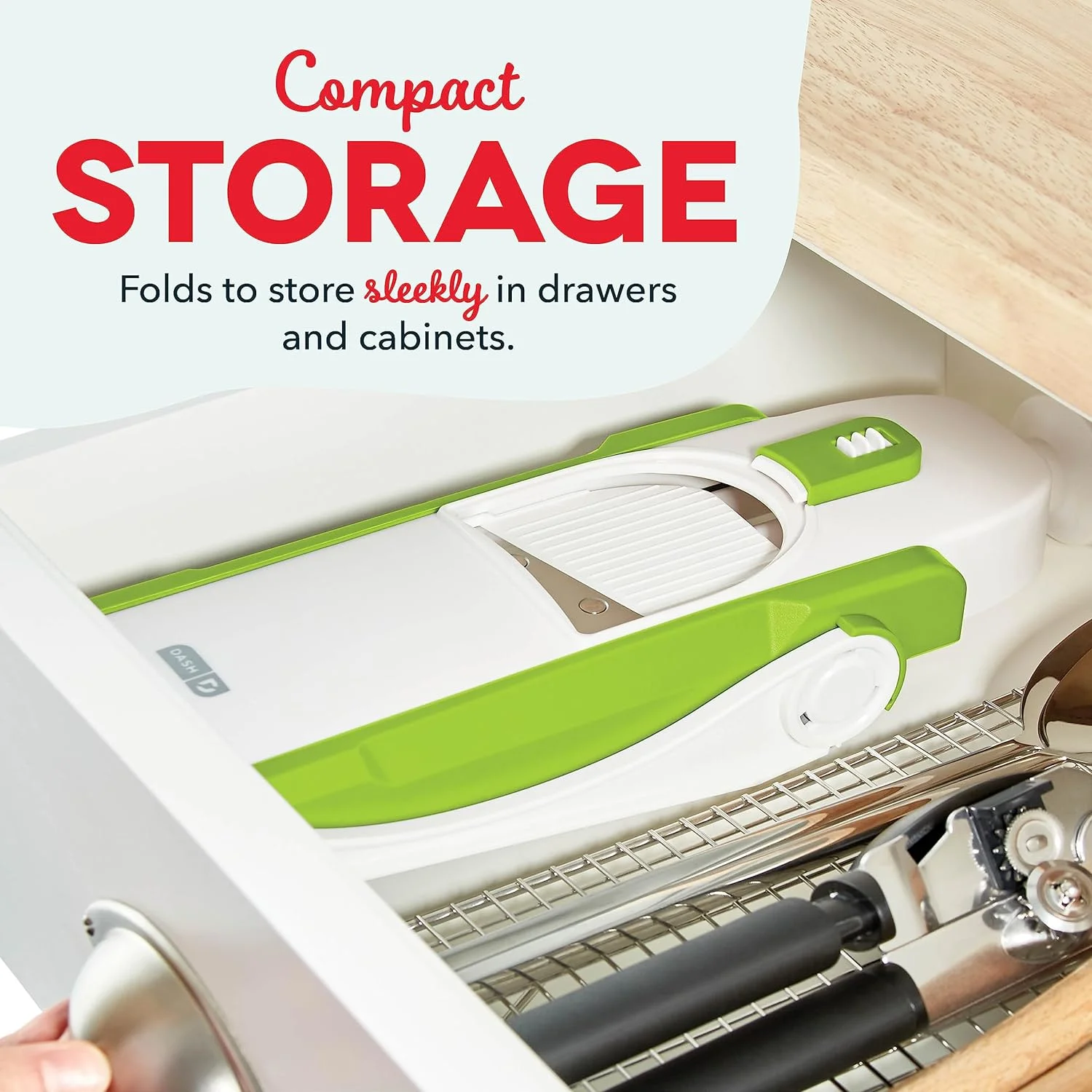 Dash Safe Slice Mandoline Slicer, Dicer for Vegetables with Thickness Adjuster -Green