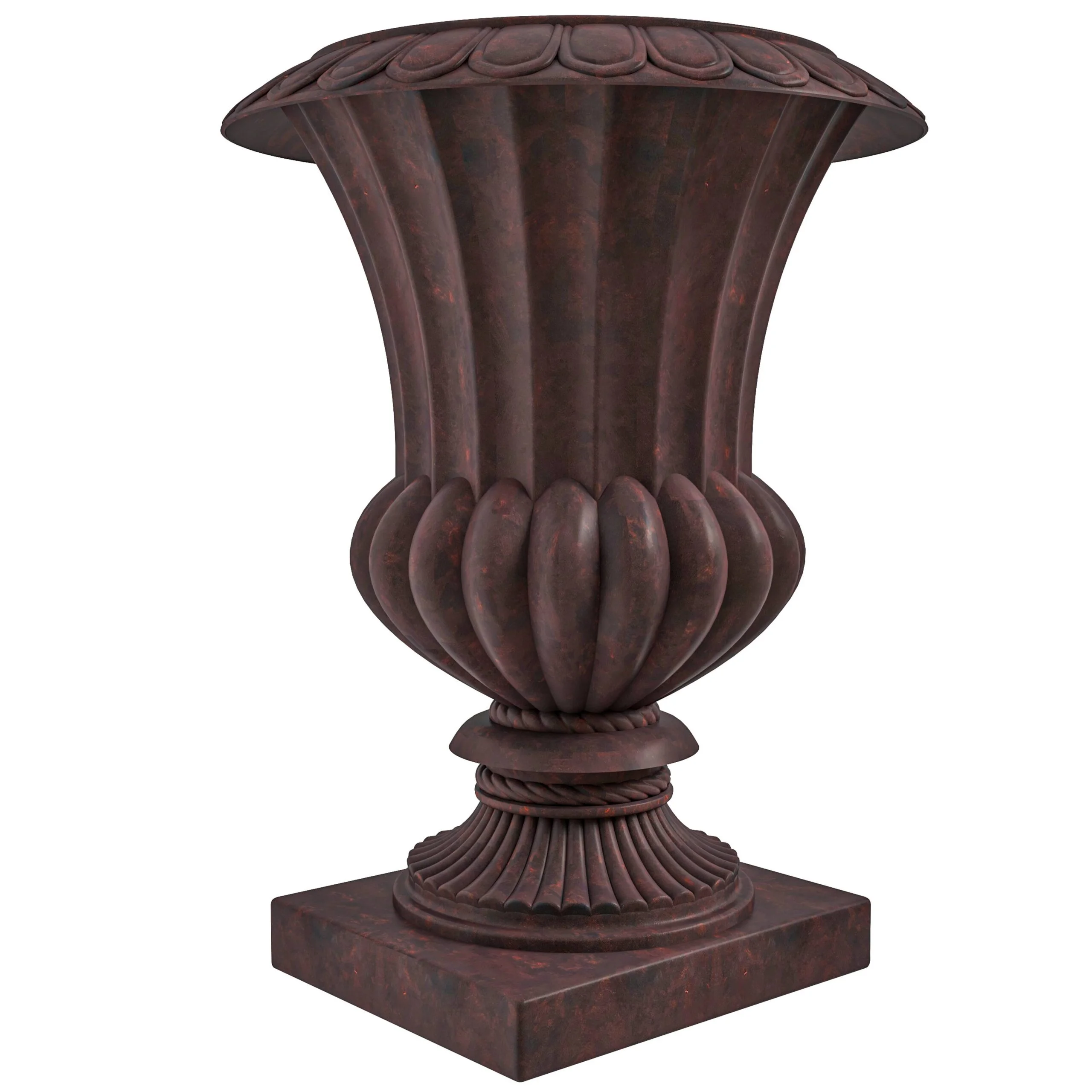 LeisureMod Lotus Modern Urn Planter in Fiberglass and Clay Brown
