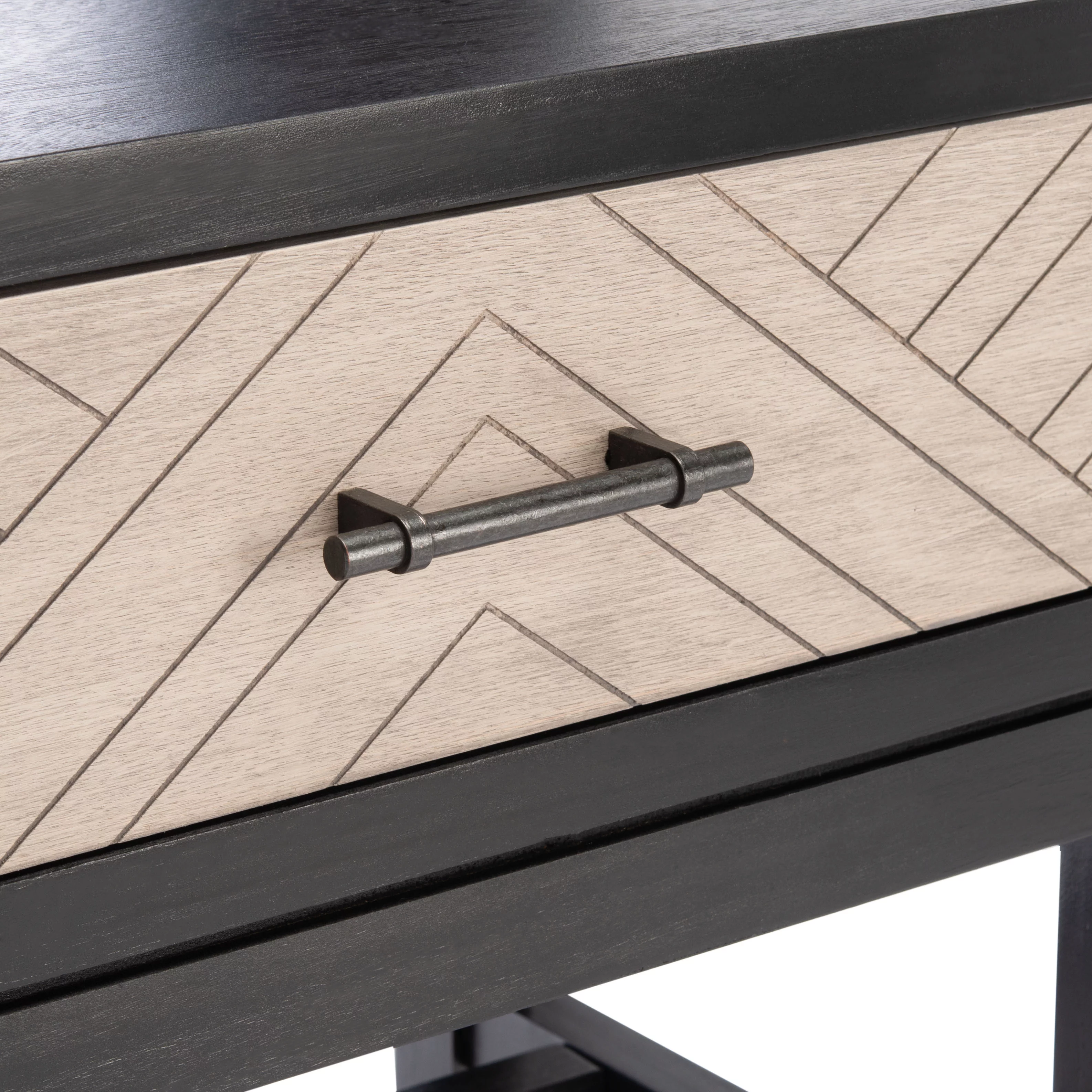 SAFAVIEH Ajana Modern 2 Drawer Console, Black/Griege