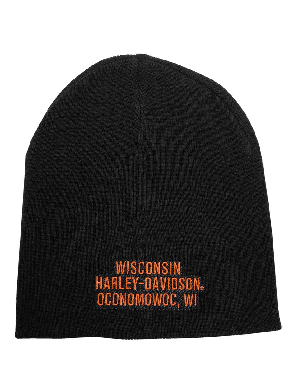 Harley-Davidson Men's Embroidered Bar & Shield Graphic Cuffed Beanie Hat - Black, Harley Davidson