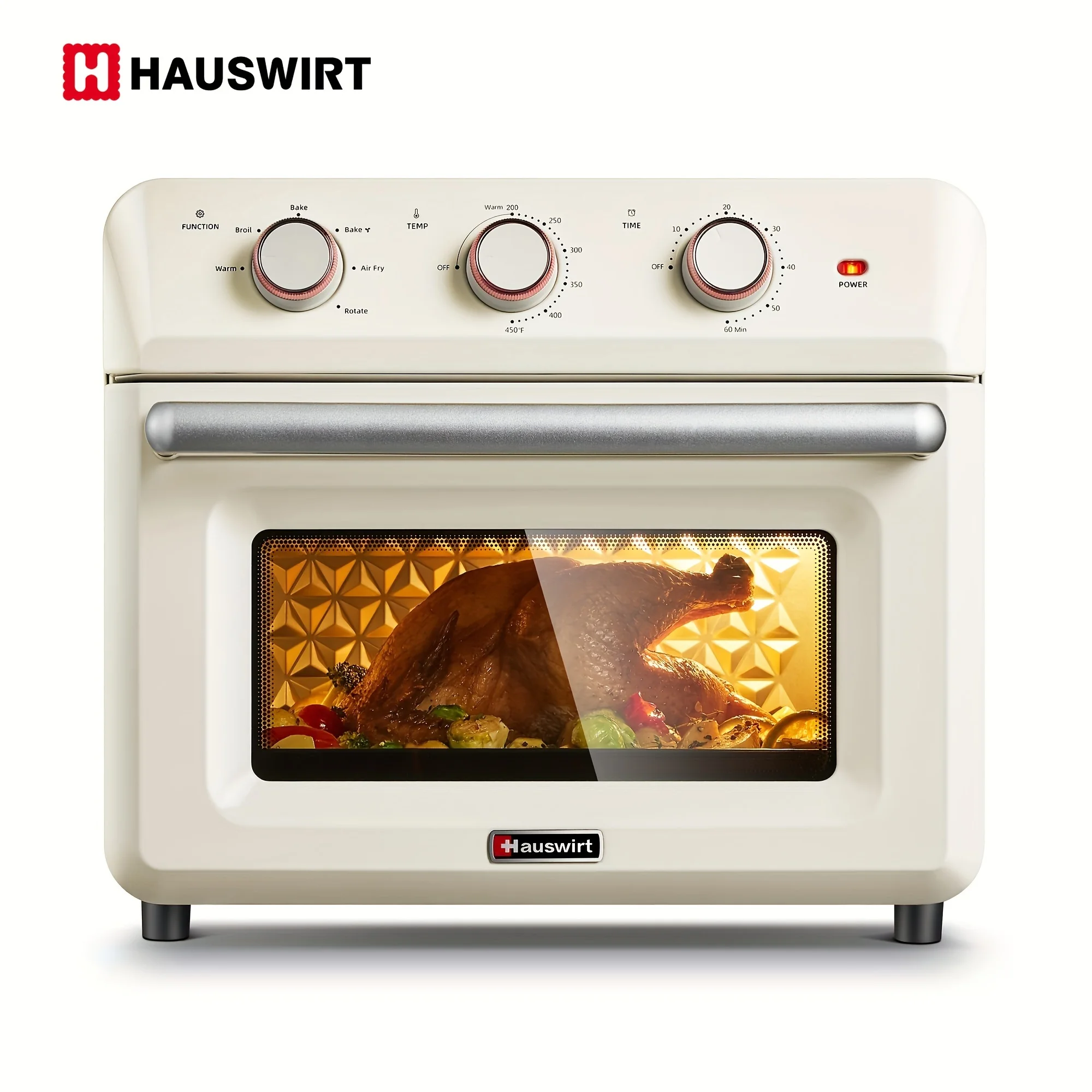 DFSDFGF32 26.5Qt Countertop Convection Oven, XL Air Fryer 12-Slice Toaster Broil Dehydrate 6-in-1 Combo, 1200 Watts, Non-Stick, Stainless Steel, Online Recipe Booklet