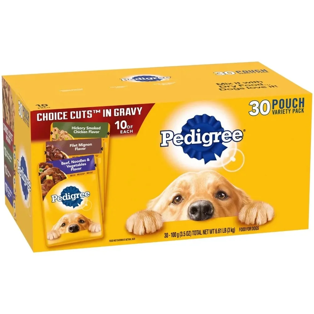 Pedigree Choice Cuts Gravy Wet Dog Food Variety Pack, 3.5 Oz Pouches (30 Pack) Dog Supplies