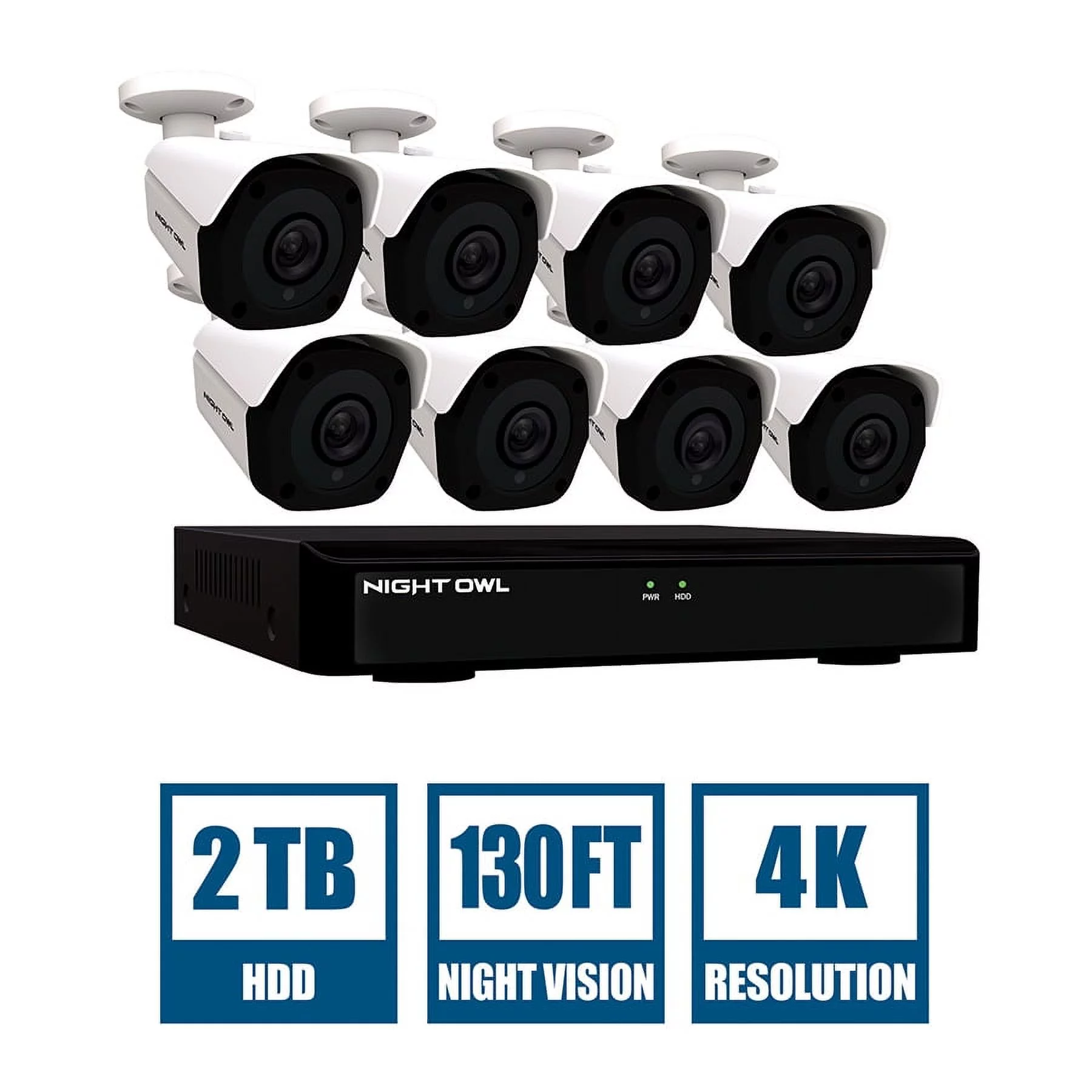 Night Owl 8 Channel 4K Ultra HD Wired Security System with 8 x 4K Wired IP Cameras