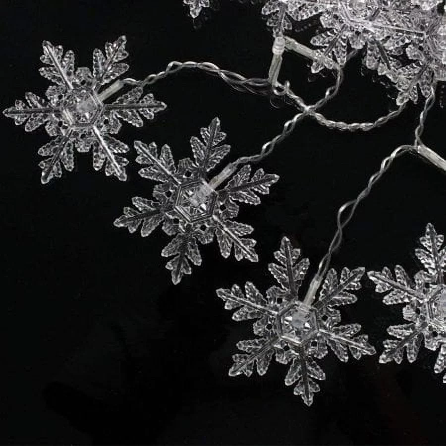 Outdoor Christmas Lights Snowflake LED Curtain String Lights Waterproof Holiday Party Connectable Wave Fairy Lights