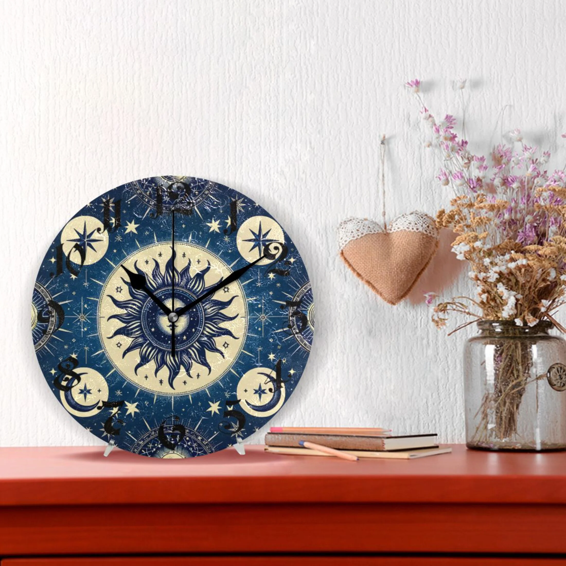 Silent Wall Clock Bohomia Head and Moon 10