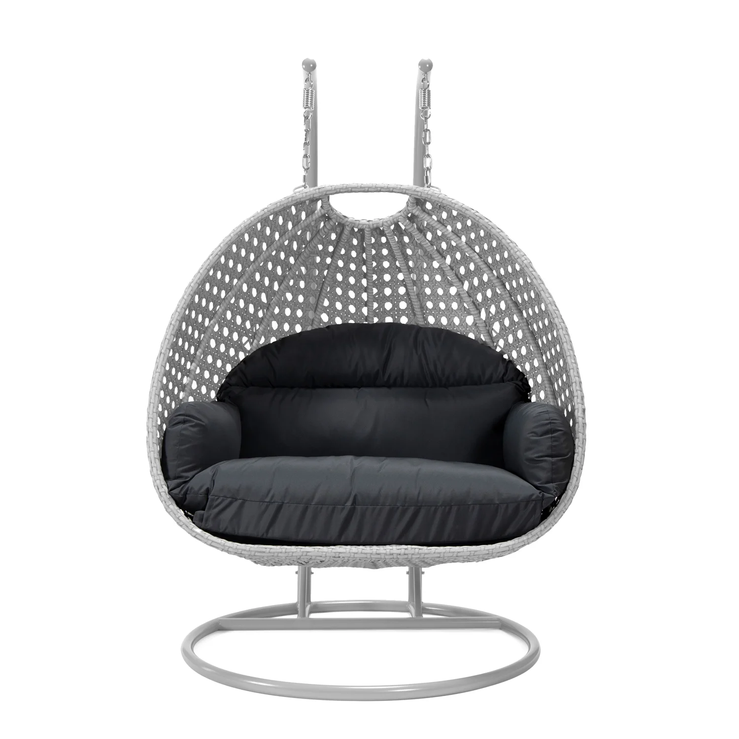 Maykoosh Mediterranean Magic Light Grey Wicker Hanging 2 person Egg Swing Chair