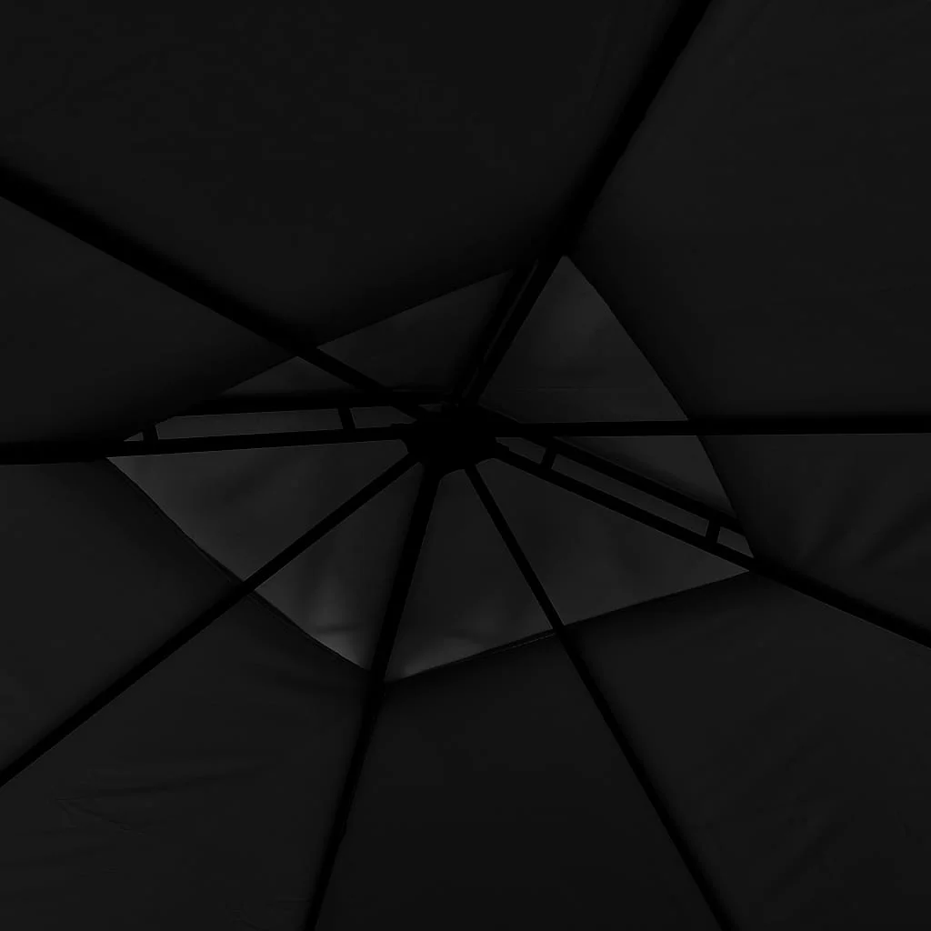 Gazebo with Double Extending Roofs 9.8'x9.8'x9' Anthracite 0.6 oz/ft2
