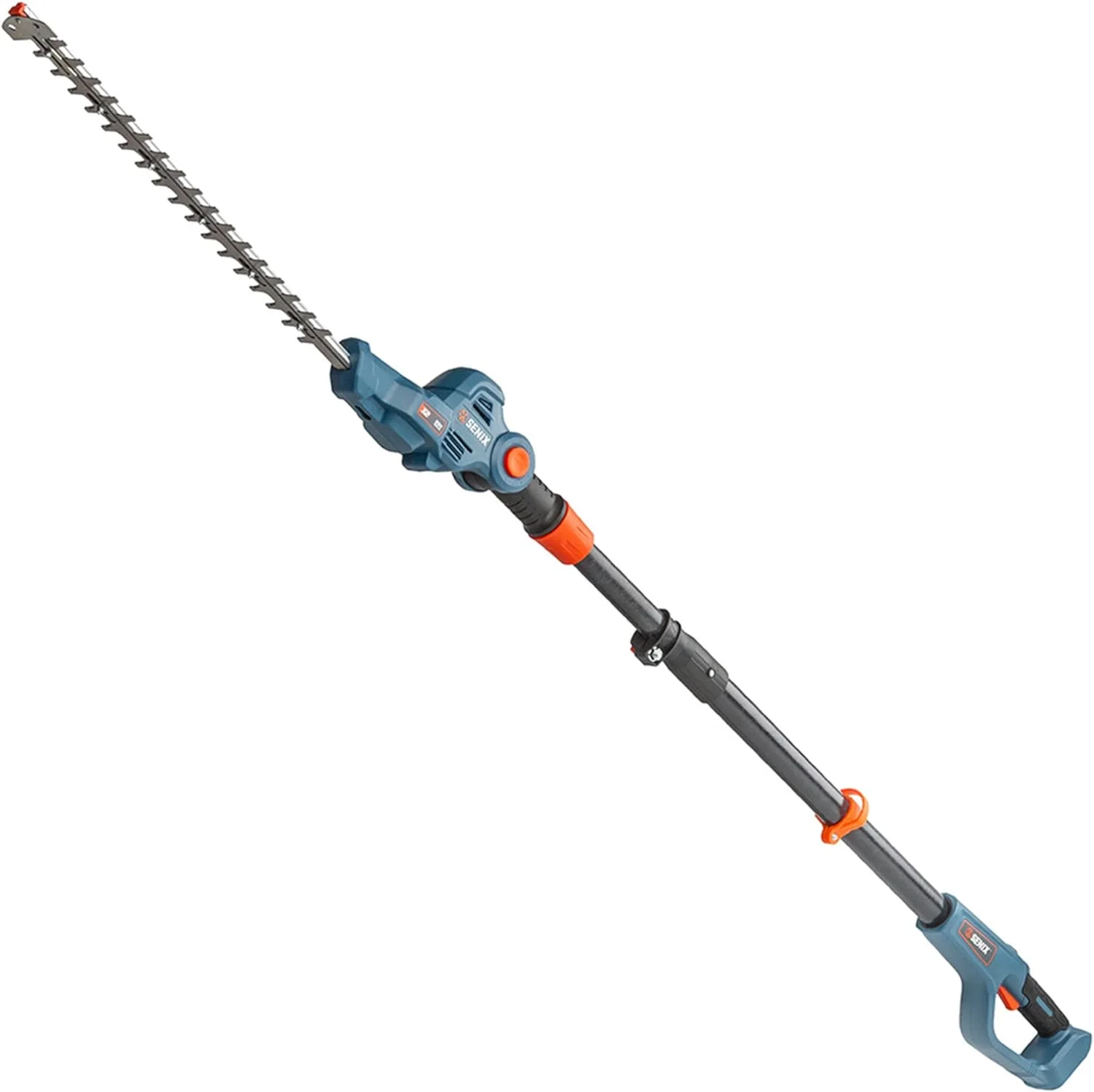 SENIX HTPX2-M-0 X2 20 Volt Max* 18-Inch Battery Powered Cordless Pole Hedge Trimmer with 6-Point Adjustable Head & 7.7-Ft Telescoping Shaft, Includes Blade Cover & Shoulder Strap, Battery Not Included
