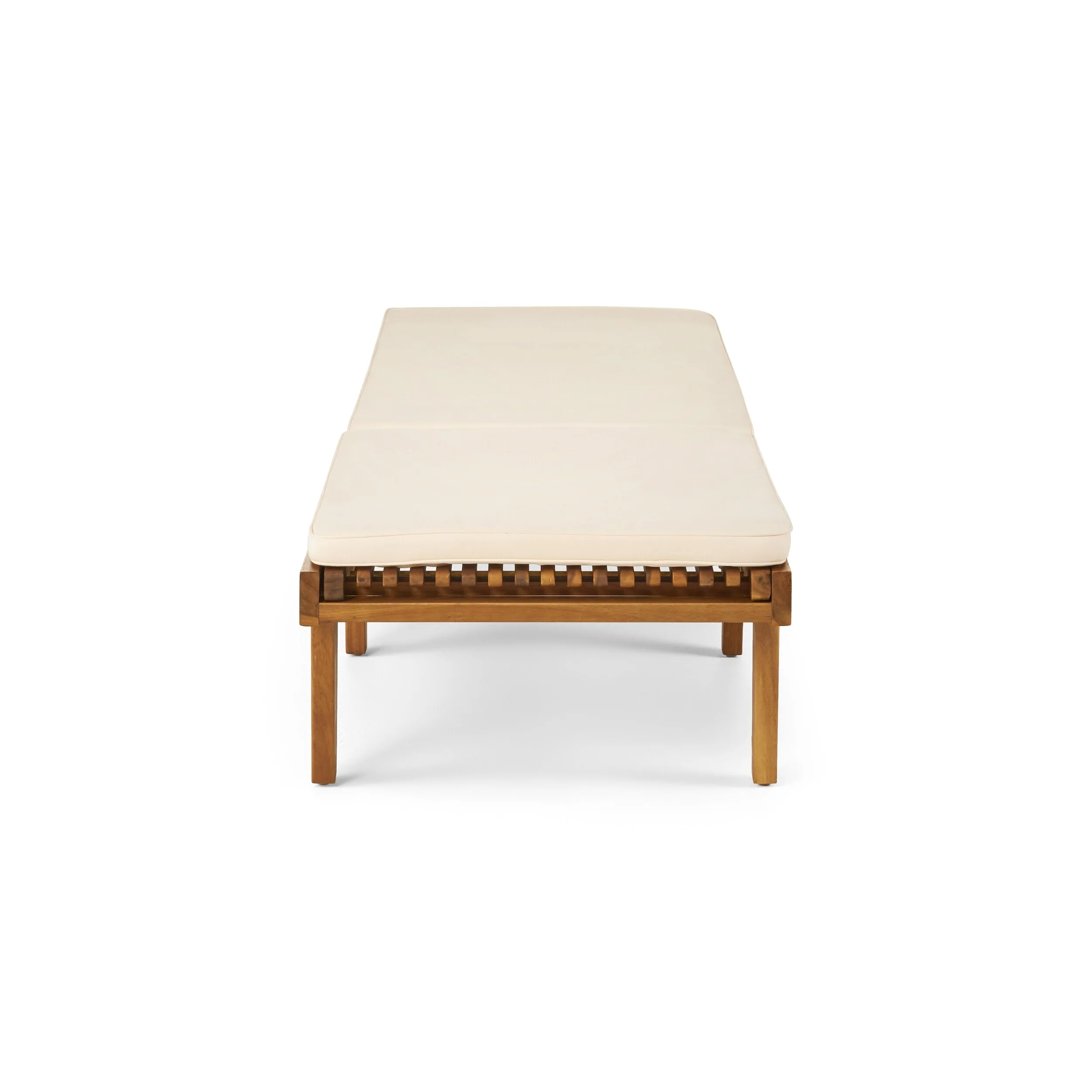 Christopher Knight Home Nadine Outdoor Acacia Wood Chaise Lounge and Cushion Set by  Teak Finish+Cream Cushion