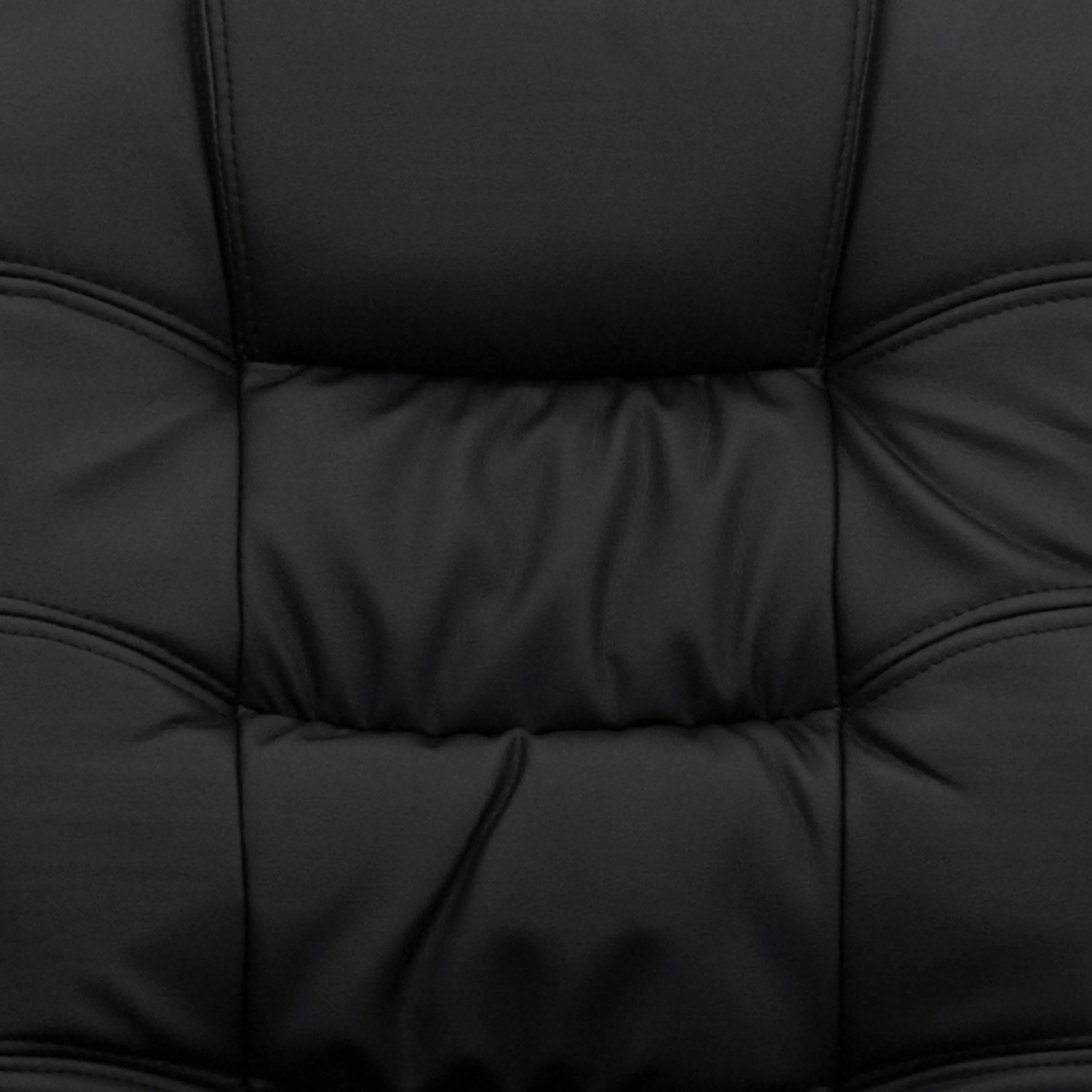 BizChair Mid-Back Black LeatherSoft Ripple and Accent Stitch Upholstered Swivel Task Office Chair with Arms