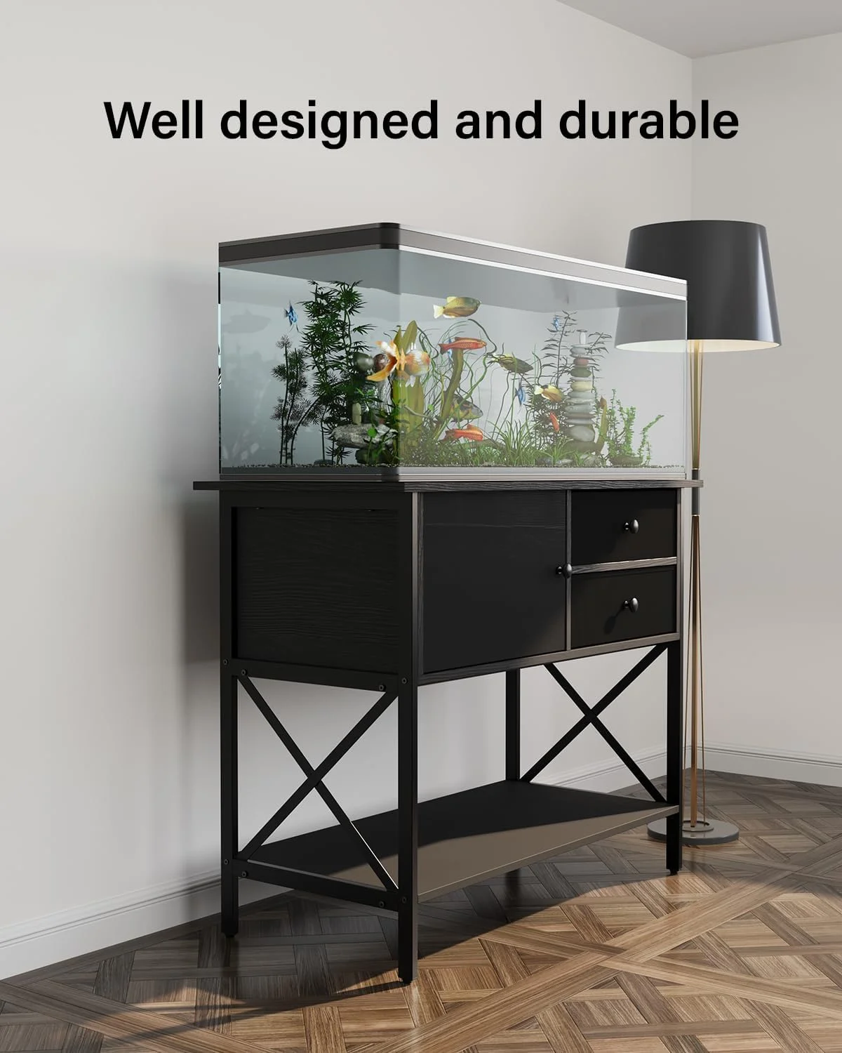 ZEKOO 40 Gallon Aquarium Stand,Metal Fish Tank Stand With Drawers