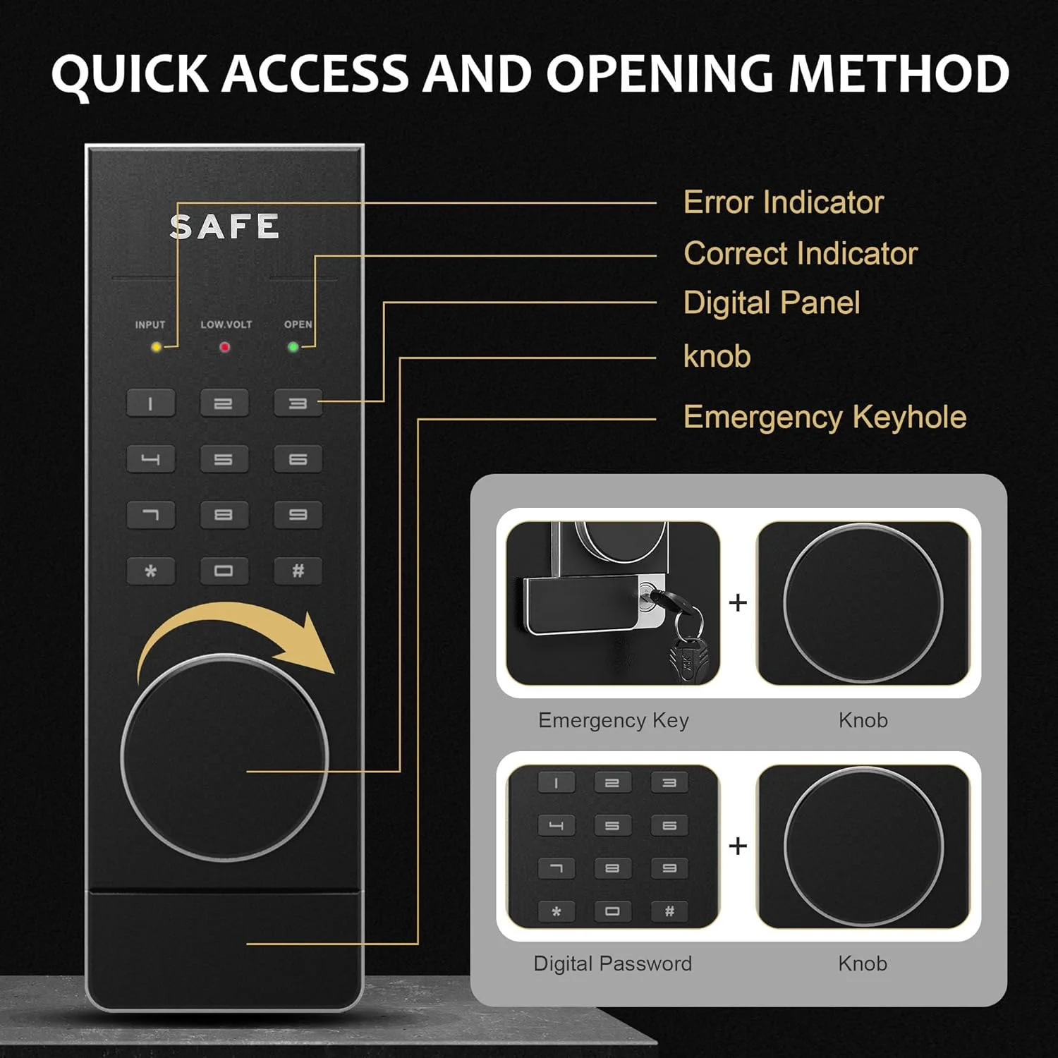 Foorsun 3.5 Cubic Feet Safe, Safe Box for Home, Large Safes with Inner Safe Box, Security Safe with Adjustable Shelf and Digital Keypad, Dual Alarm, Security Safe for Home Hotel Office